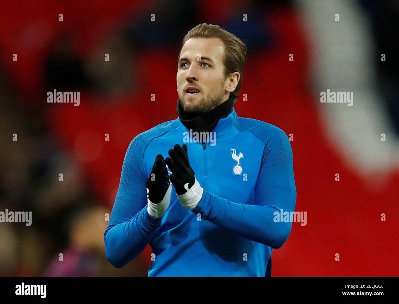 Soccer Football - Premier League - Tottenham Hotspur vs West Ham United - Wembley Stadium, London, Britain - January 4, 2018   Tottenham's Harry Kane warms up before the match   REUTERS/Eddie Keogh    EDITORIAL USE ONLY. No use with unauthorized audio, video, data, fixture lists, club/league logos or 'live' services. Online in-match use limited to 75 images, no video emulation. No use in betting, games or single club/league/player publications.  Please contact your account representative for further details. Stock Photo