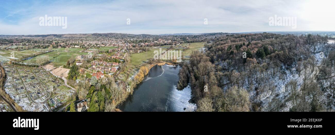 Aerial view of Priory Park in Reigate, Surrey UK Stock Photo