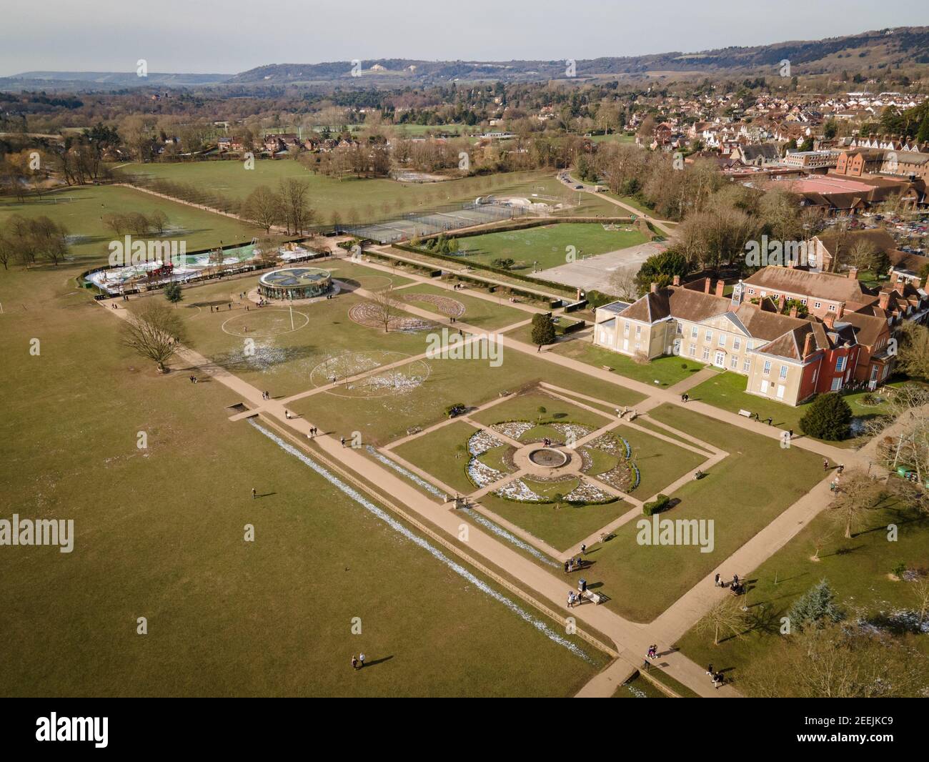 Aerial view of Priory Park in Reigate, Surrey UK Stock Photo