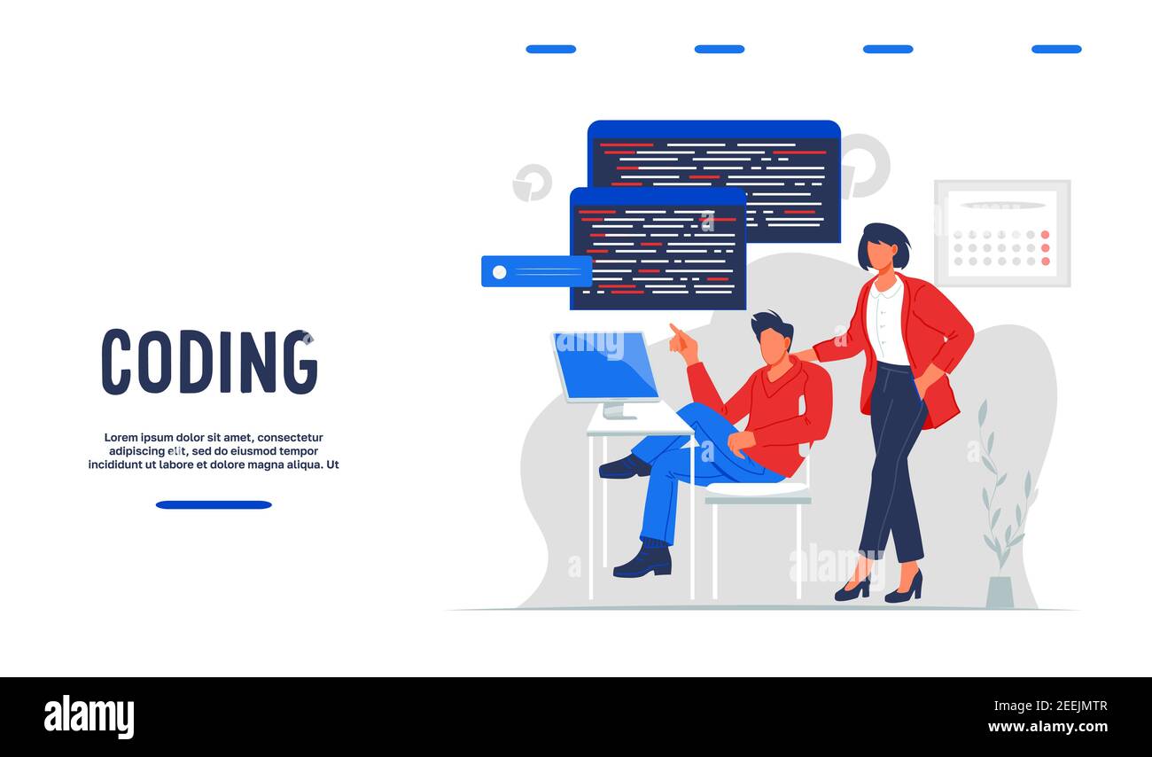 Software engineering, coding and test concept of web banner with ...