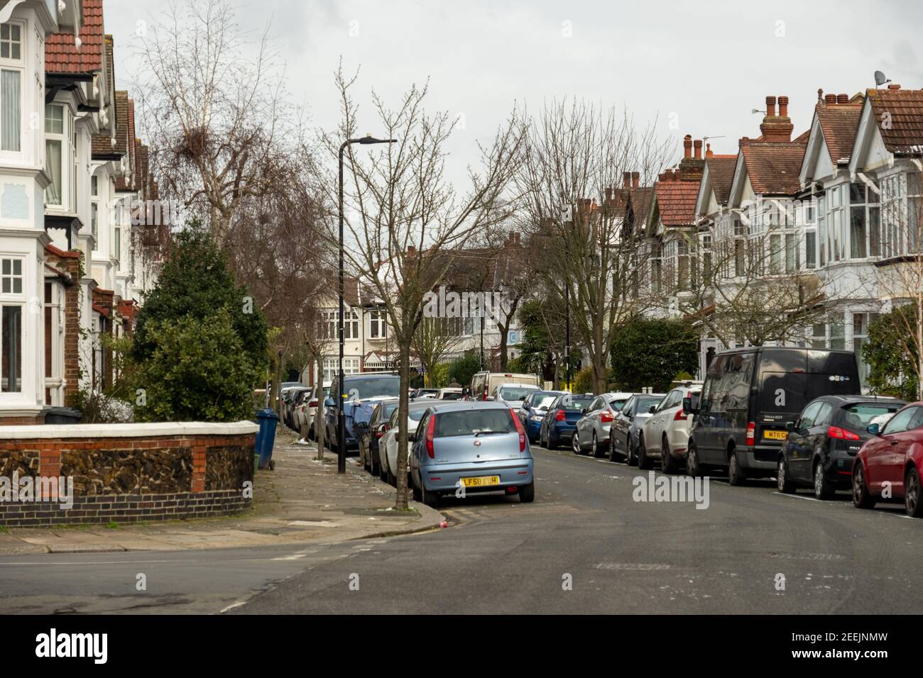 London- Street of terraced houses in Ealing Common area of west London Stock Photo