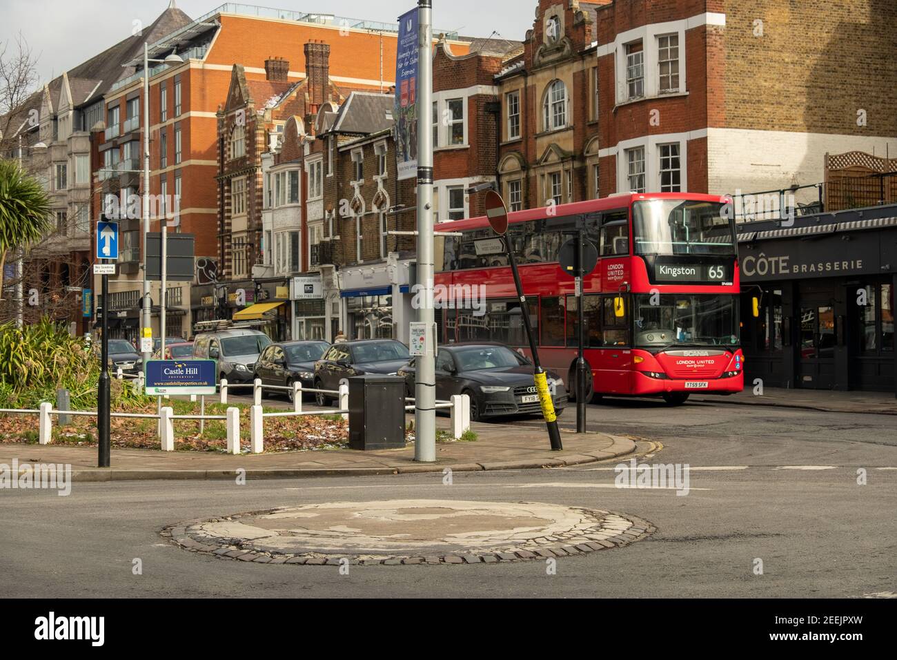 London- Small local independent shops on Ealing Green , Ealing Broadway in West London Stock Photo