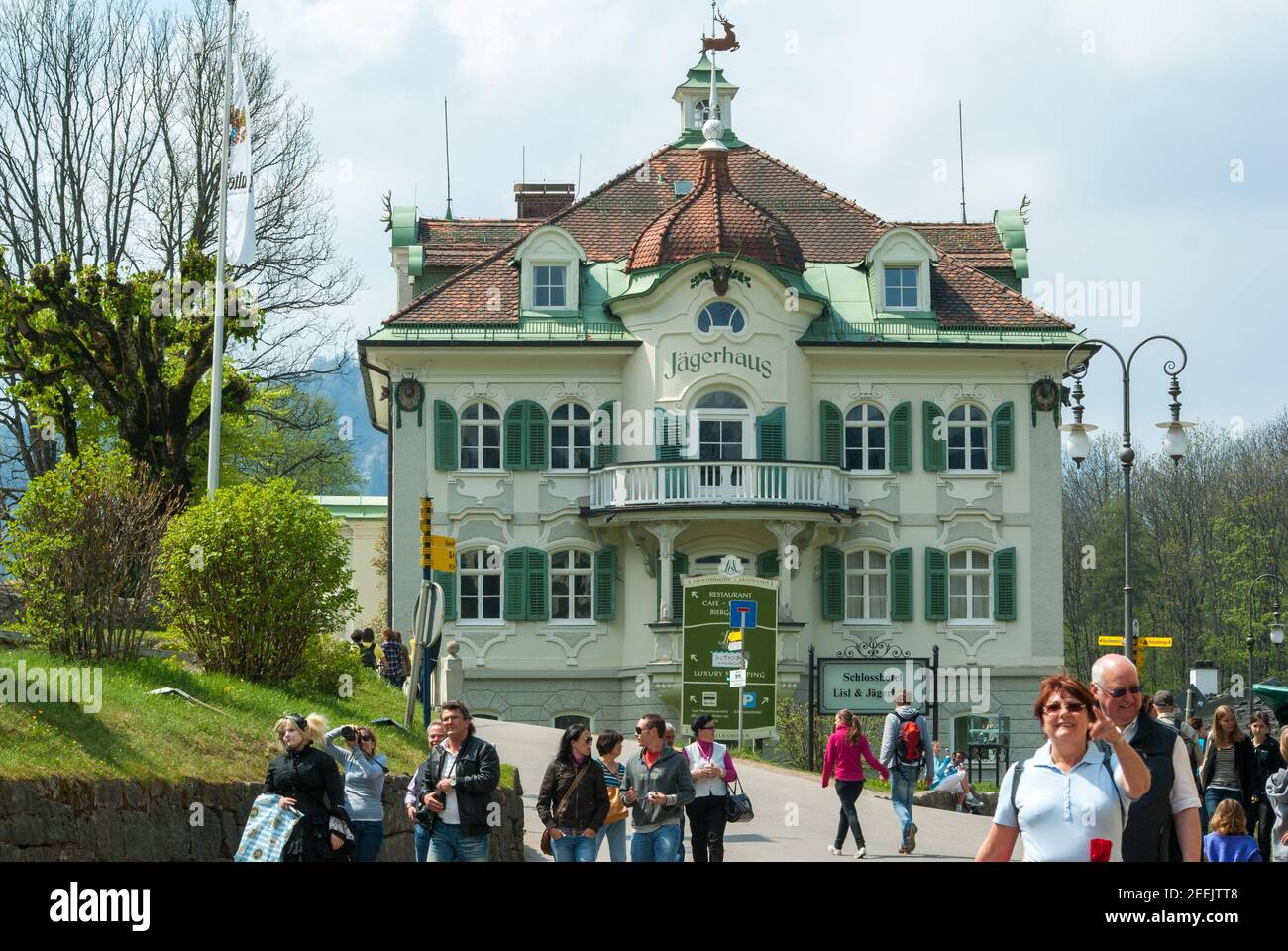 Hohenschwangau, Germany - April 2011: The hotel Schlosshotel Lisl and Jagerhaus, near Neuschwanstein Castle in Bavaria Stock Photo