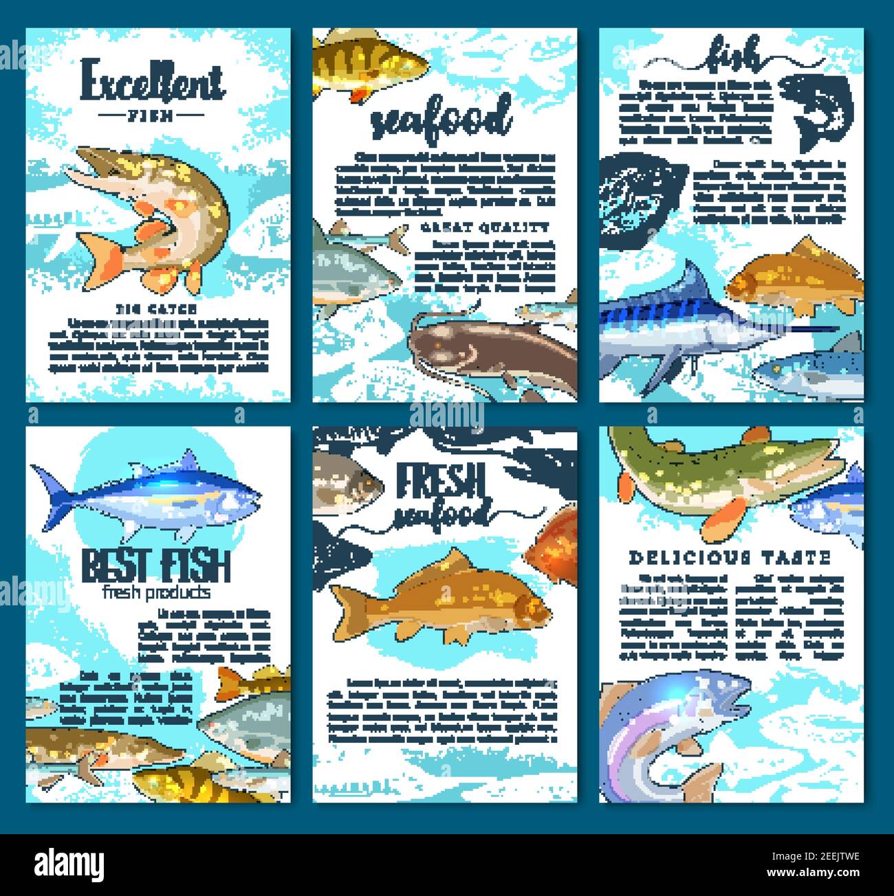 https://c8.alamy.com/comp/2EEJTWE/fish-posters-set-for-seafood-or-fish-food-market-vector-brochure-template-design-of-sea-fishing-or-fisherman-big-catch-of-tuna-eel-or-flounder-and-s-2EEJTWE.jpg