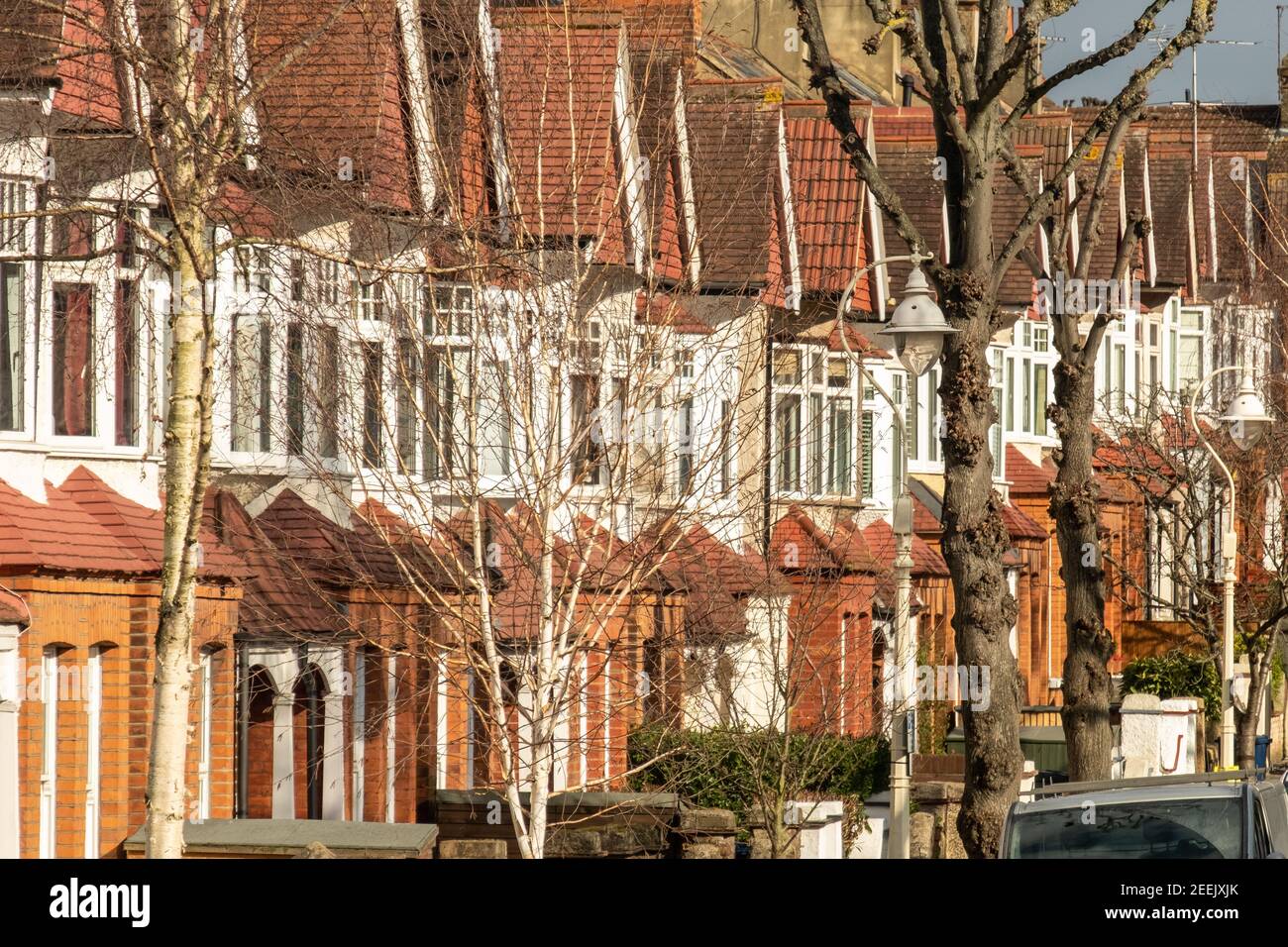London Residential street of terraced houses in Northfields, Ealing