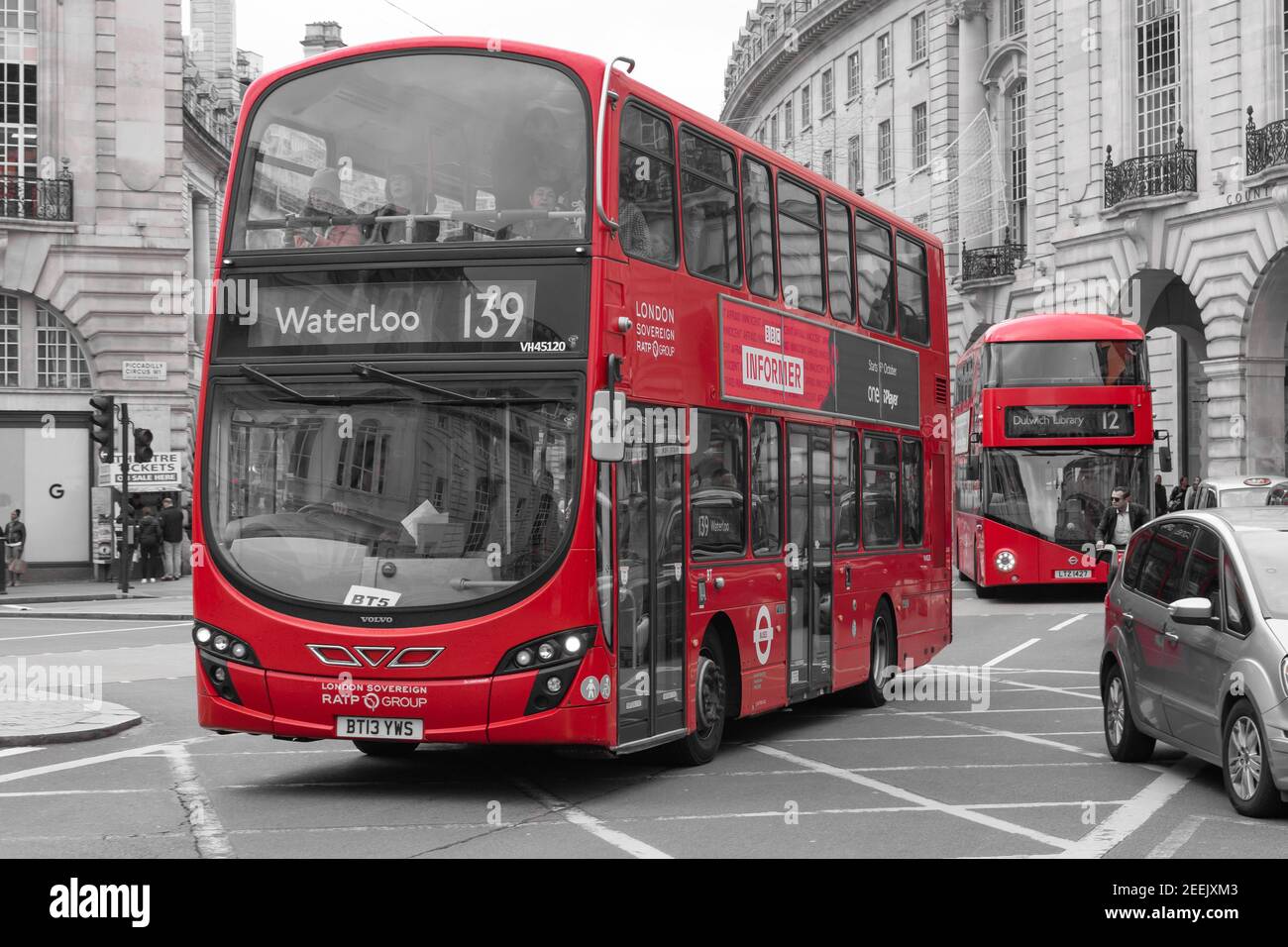 London Red Buses Piccadily Circus, London, UK Stock Photo