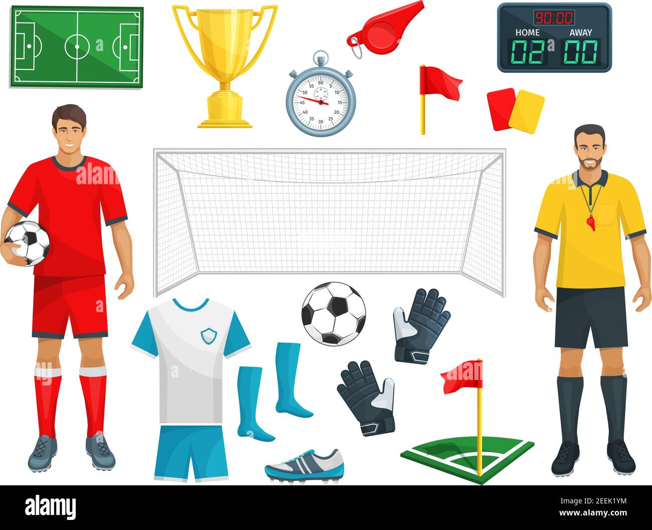 Football or soccer sport game vector isolated icons set of Within Soccer Referee Game Card Template