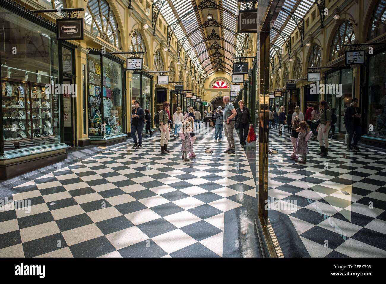 People walk through The Block Arcade in Melbourne, Australia Stock Photo