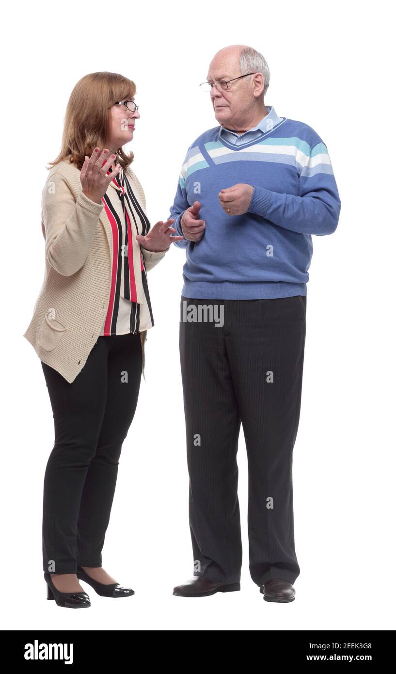in full growth. casual man and woman talking Stock Photo