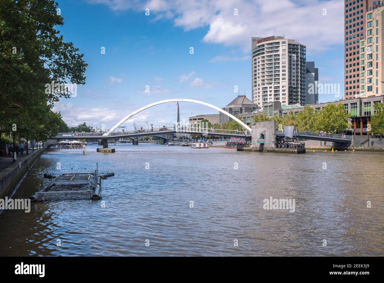 The city of Melbourne, as seen from across the Yarra River - on Southbank Promenade Stock Photo