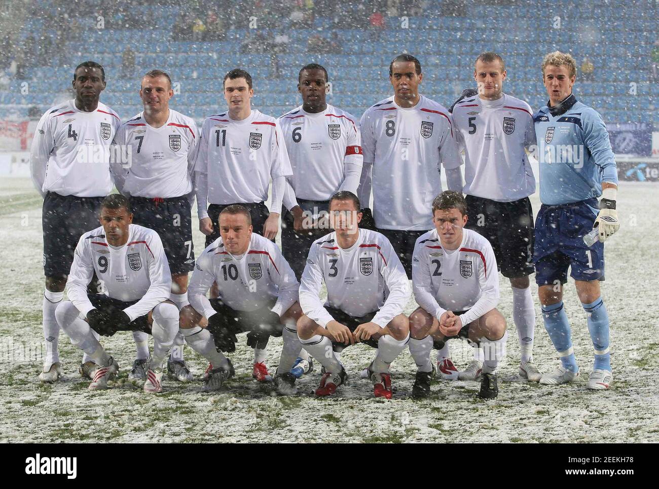 Football - Norway U21 v England U21 Under 21 International Friendly -  Komplett.no Arena, Sandefjord, Norway - 27/3/09 England line up before the  match Mandatory Credit: Action Images / Matthew Childs Livepic Stock Photo  - Alamy