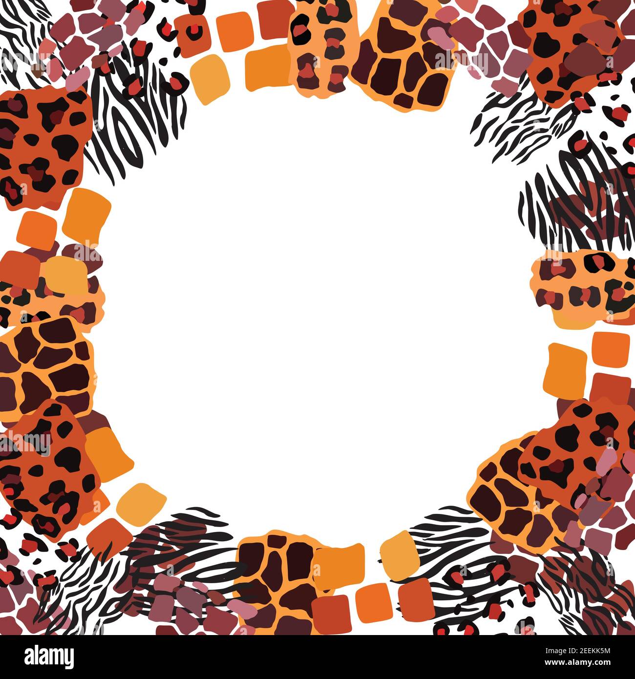 Animal vector frame. Abstract border on white background Stock Vector