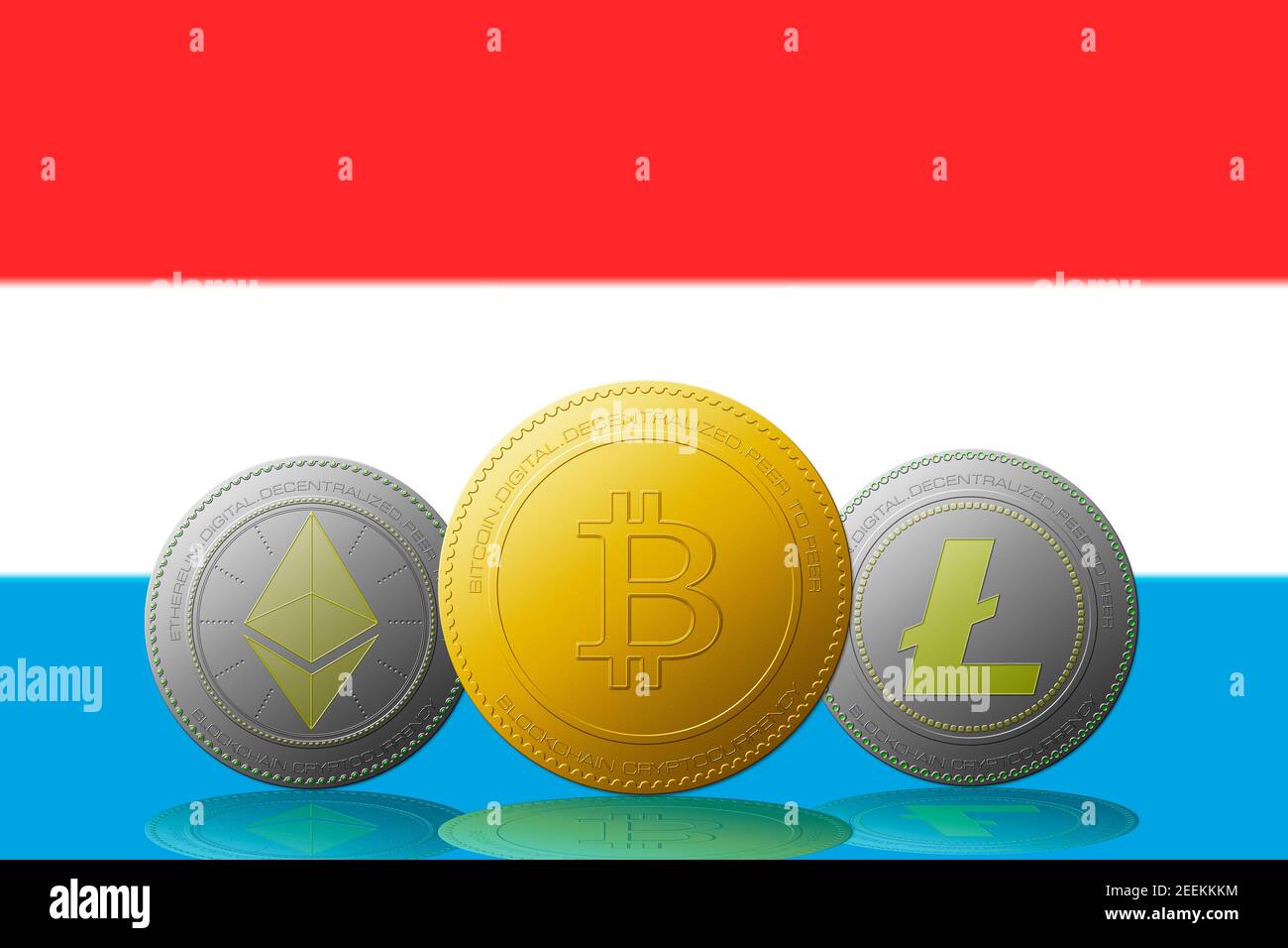 Luxembourg flag on a bitcoin cryptocurrency coin. 3D Rendering Stock Photo  - Alamy