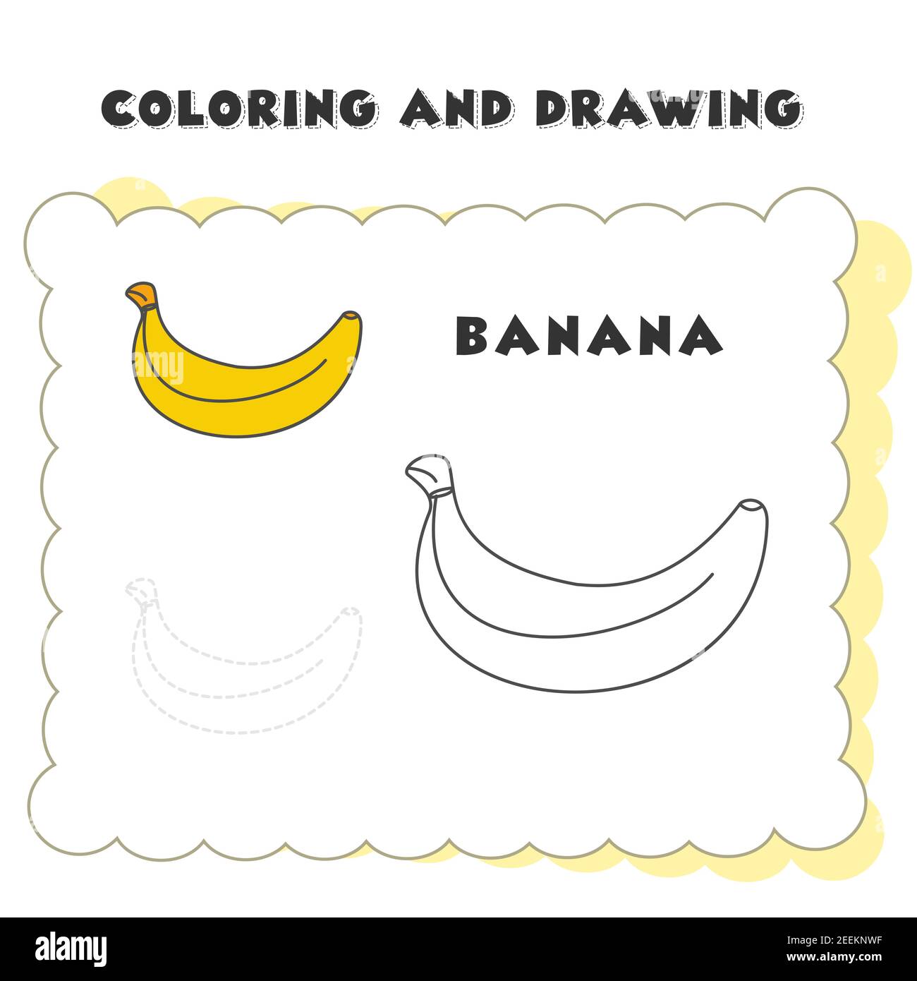 coloring and drawing book element banana single. drawing of a ...