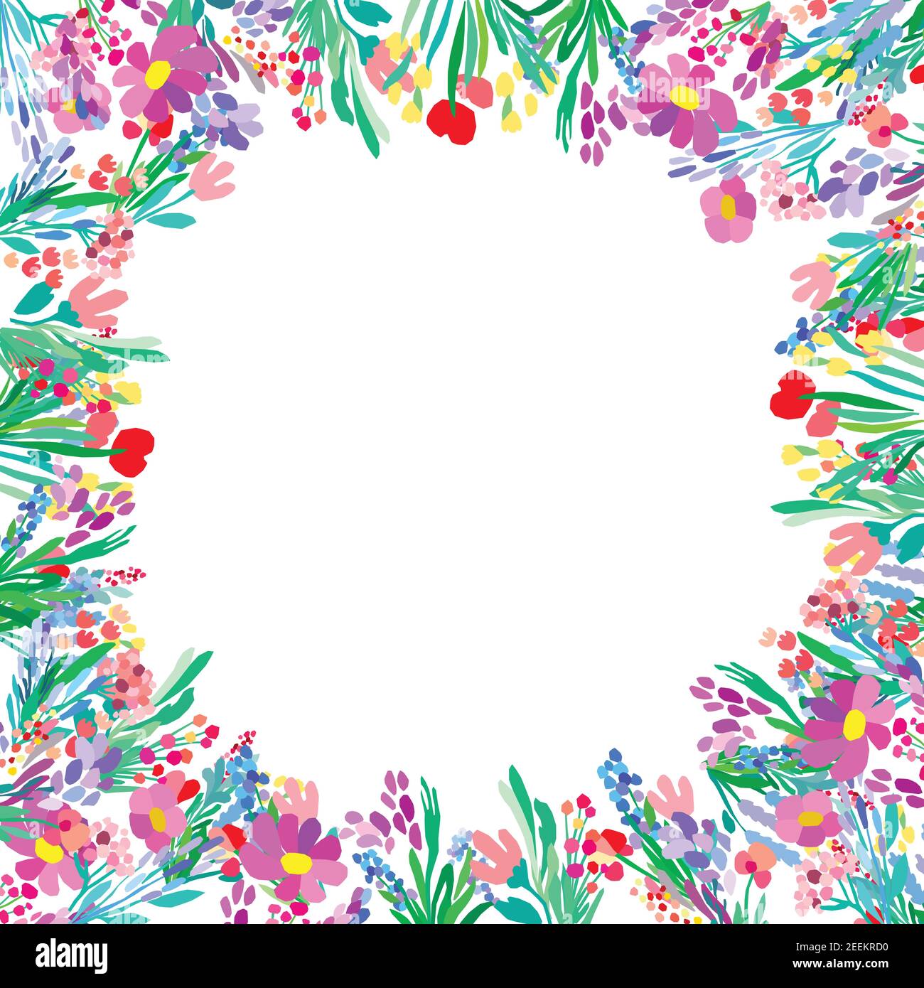 Vector floral frame. Abstract flowers on white background Stock Vector ...