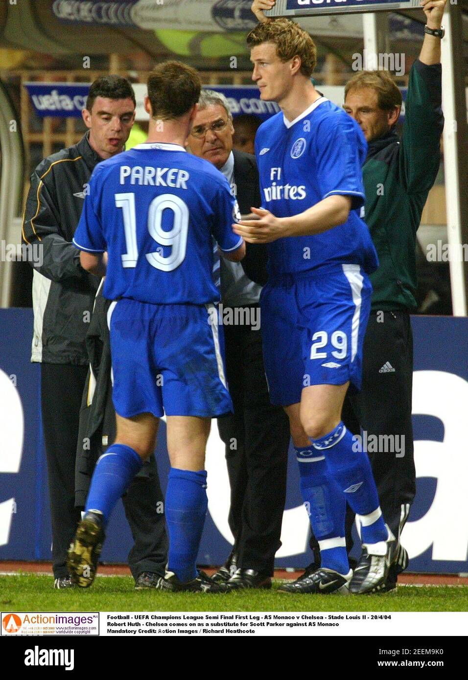 Football - UEFA Champions League Semi Final First Leg - AS Monaco v Chelsea - Stade Louis II - 20/4/04  Robert Huth - Chelsea comes on as a substitute for Scott Parker against AS Monaco  Mandatory Credit: Action Images / Richard Heathcote Stock Photo