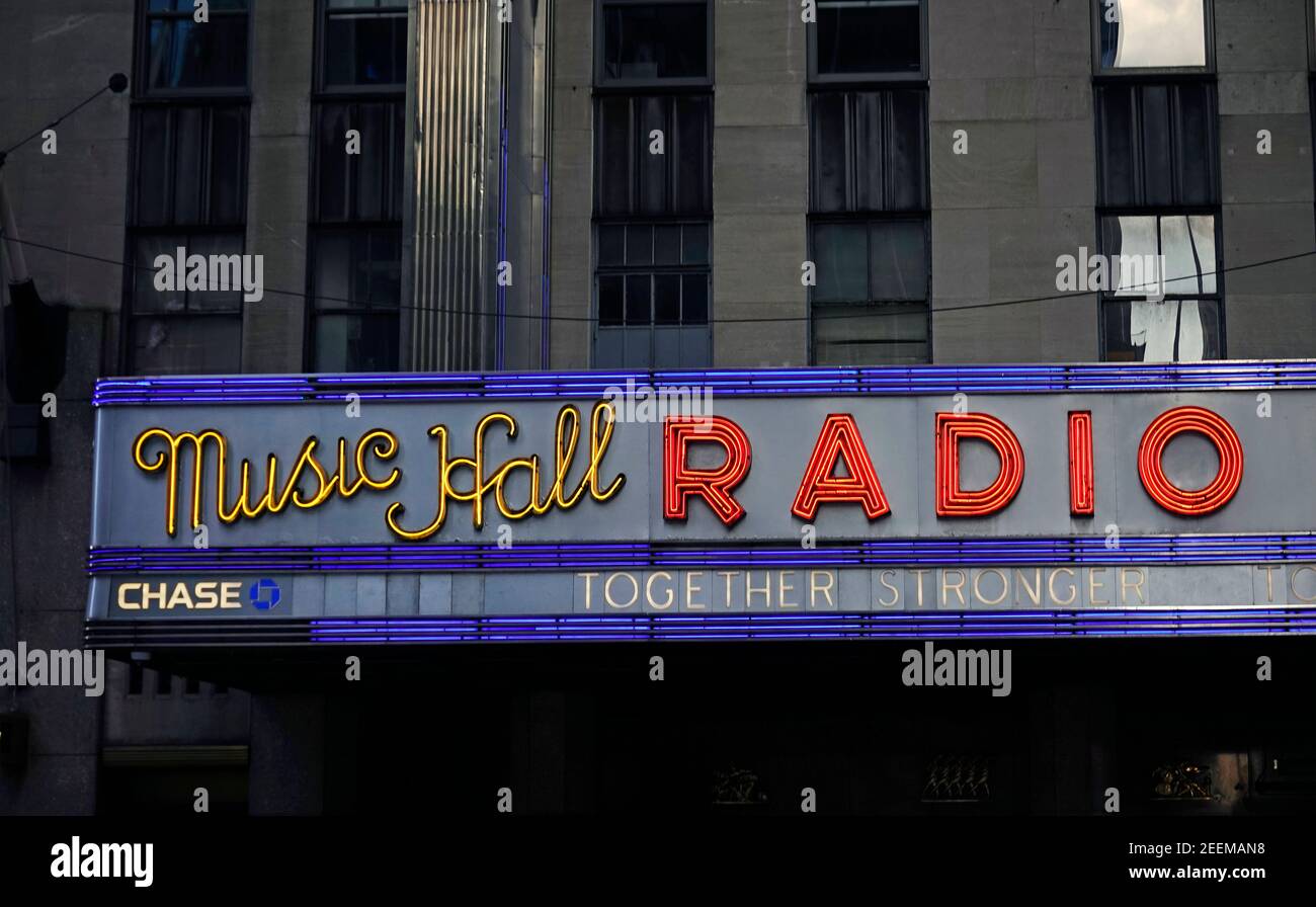 Radio City Music Hall sign in New York City Stock Photo - Alamy