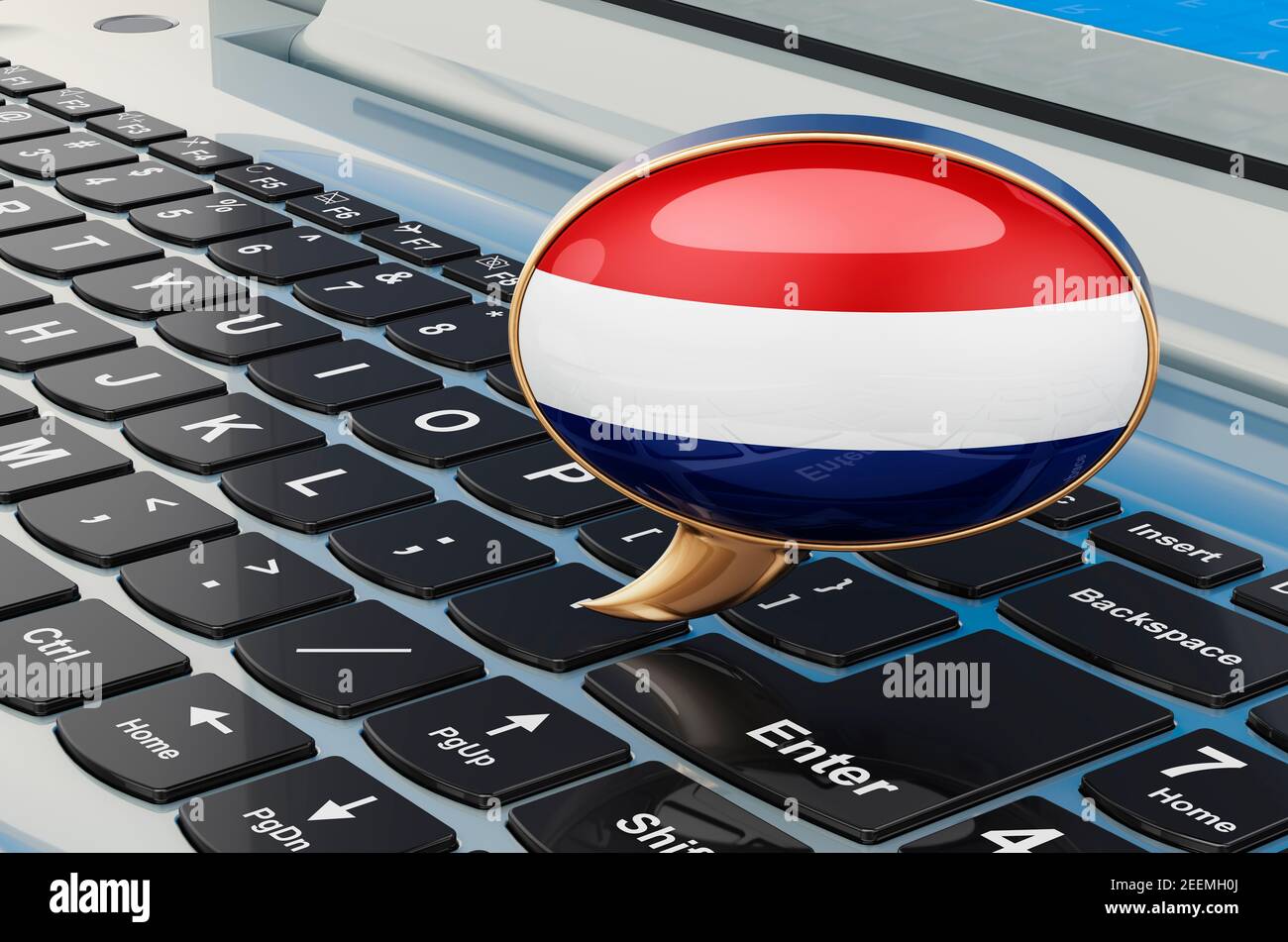 Learn Dutch online concept. Speech balloon with the Netherlands flag ...