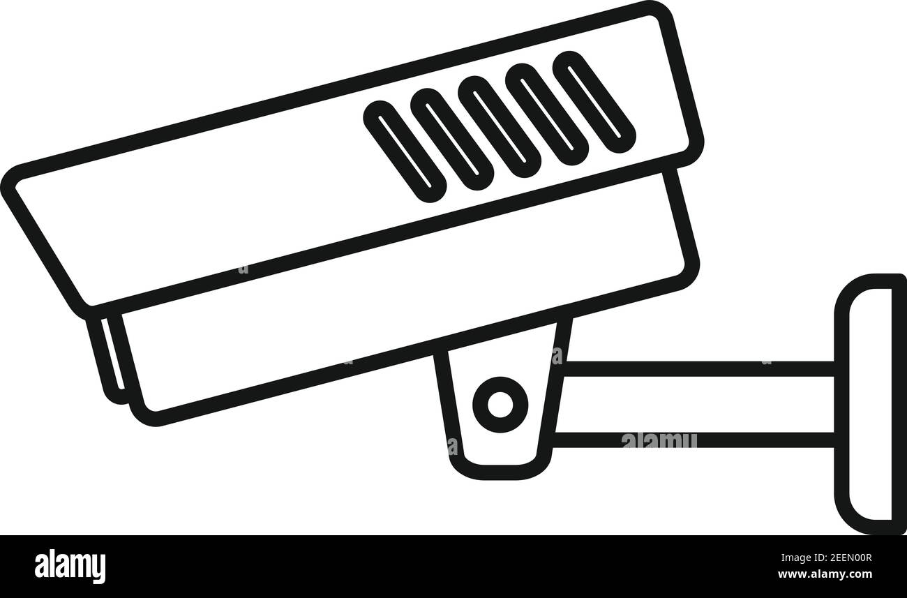 Prison security camera icon, outline style Stock Vector