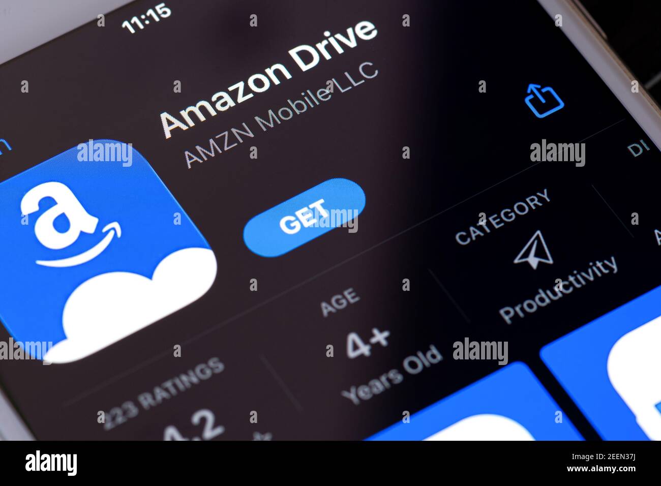 Guilherand Granges France February 08 2021 Smartphone With Amazon Drive App Logo Cloud Storage Application Managed By Amazon Secure Cloud Stor Stock Photo Alamy