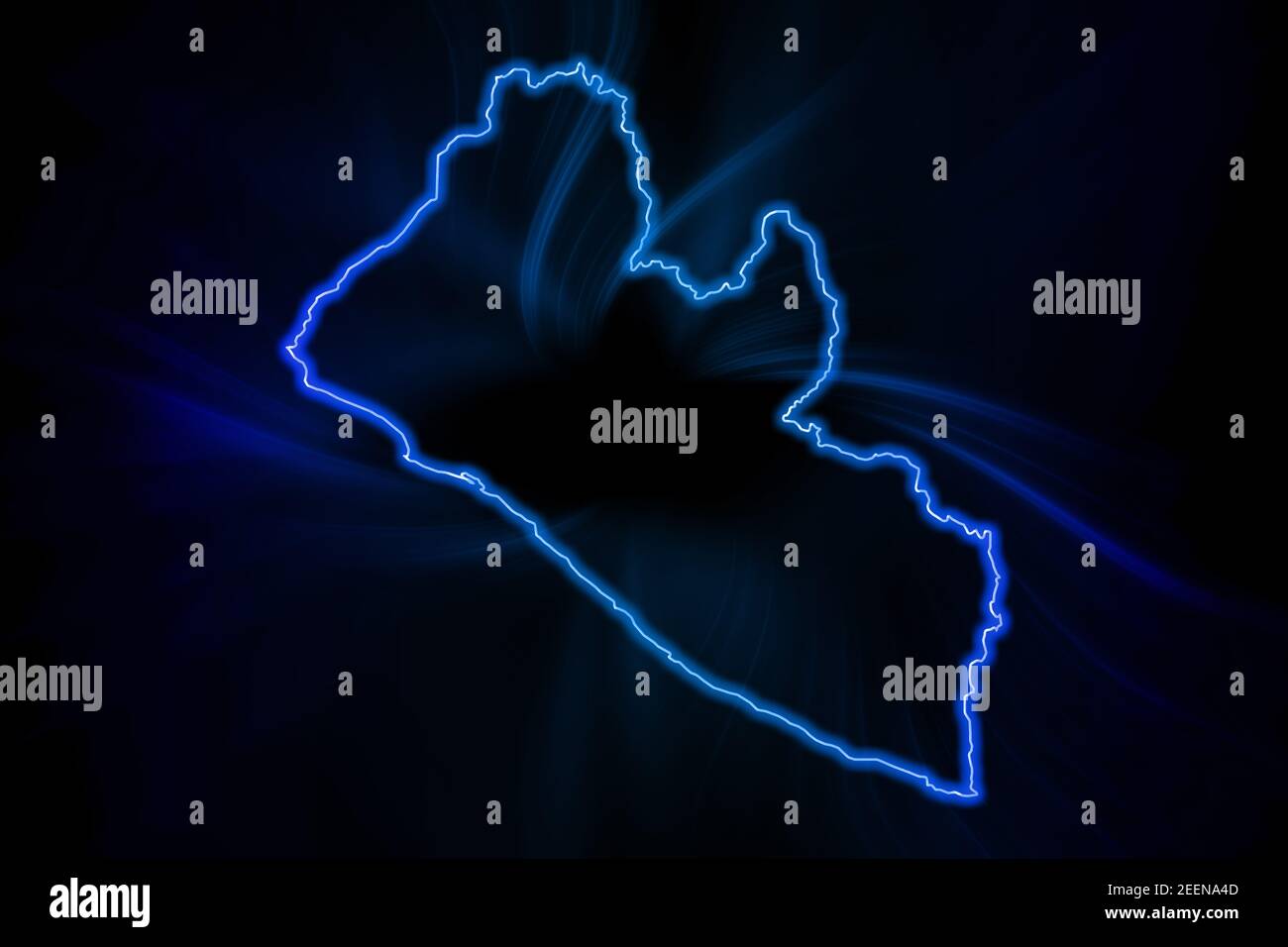 Glowing Map Of Liberia Modern Blue Outline Map On Dark Background   Glowing Map Of Liberia Modern Blue Outline Map On Dark Background 2EENA4D 