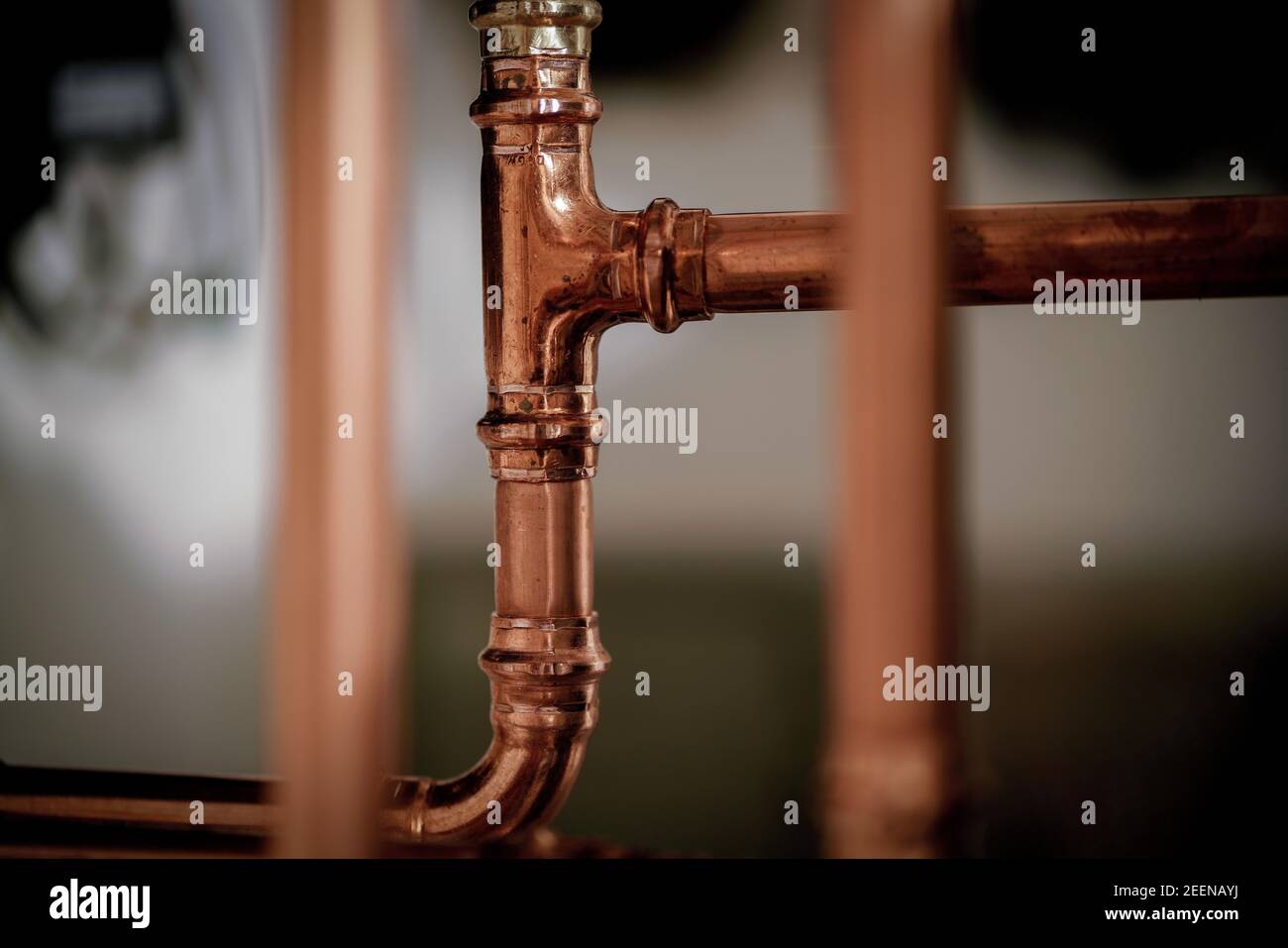 New nd shiny copper water pipes Stock Photo