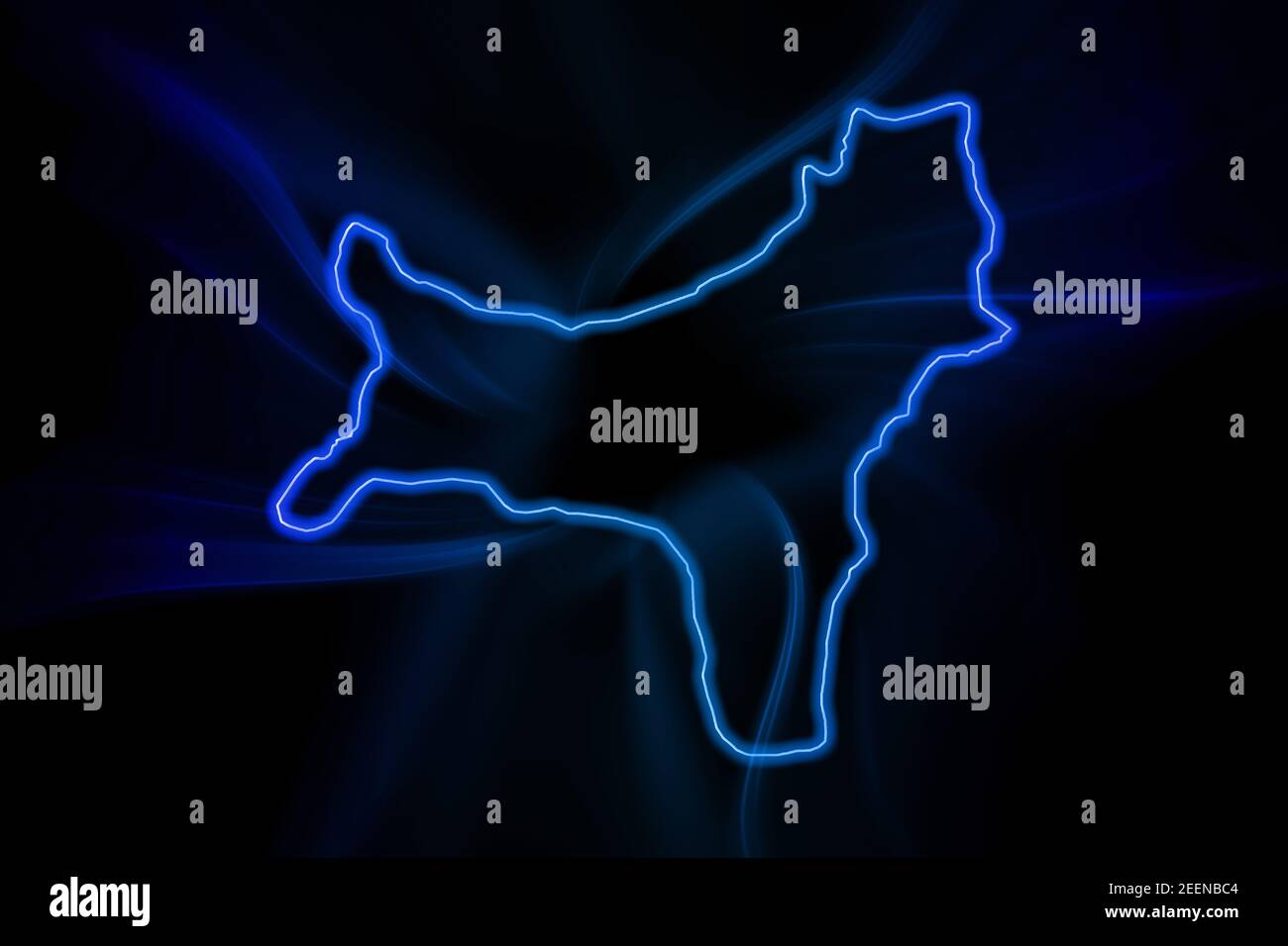 Glowing Map of Christmas Island, modern blue outline map, on dark Background Stock Photo