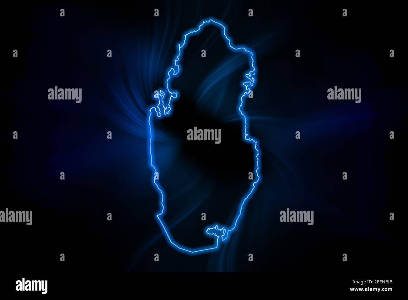 Glowing Map of Qatar, modern blue outline map, on dark Background Stock ...