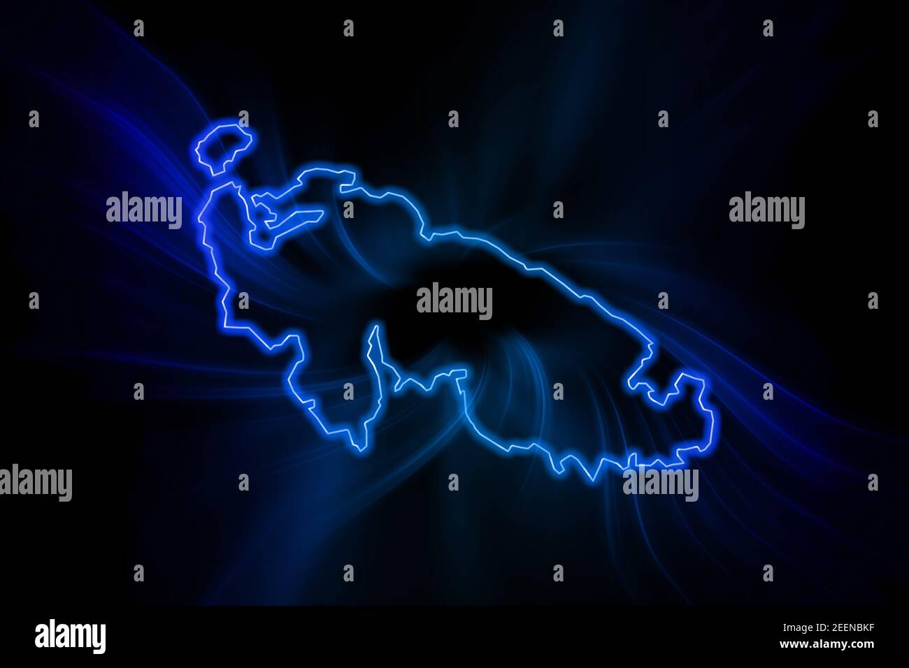 Glowing Map of Aland Islands, modern blue outline map, on dark Background Stock Photo