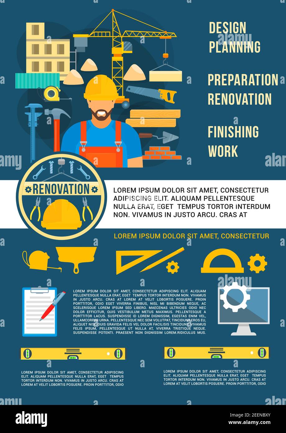 Home planning design and house construction poster. Vector design of