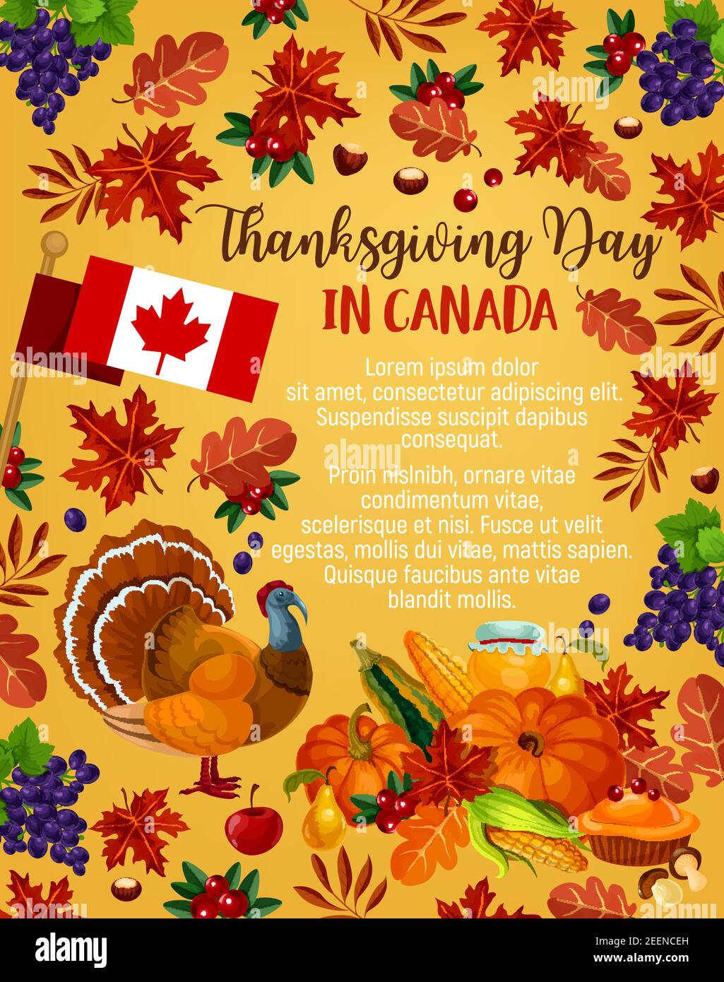 Thanksgiving day in Canada greeting poster. Vector design of Canadian