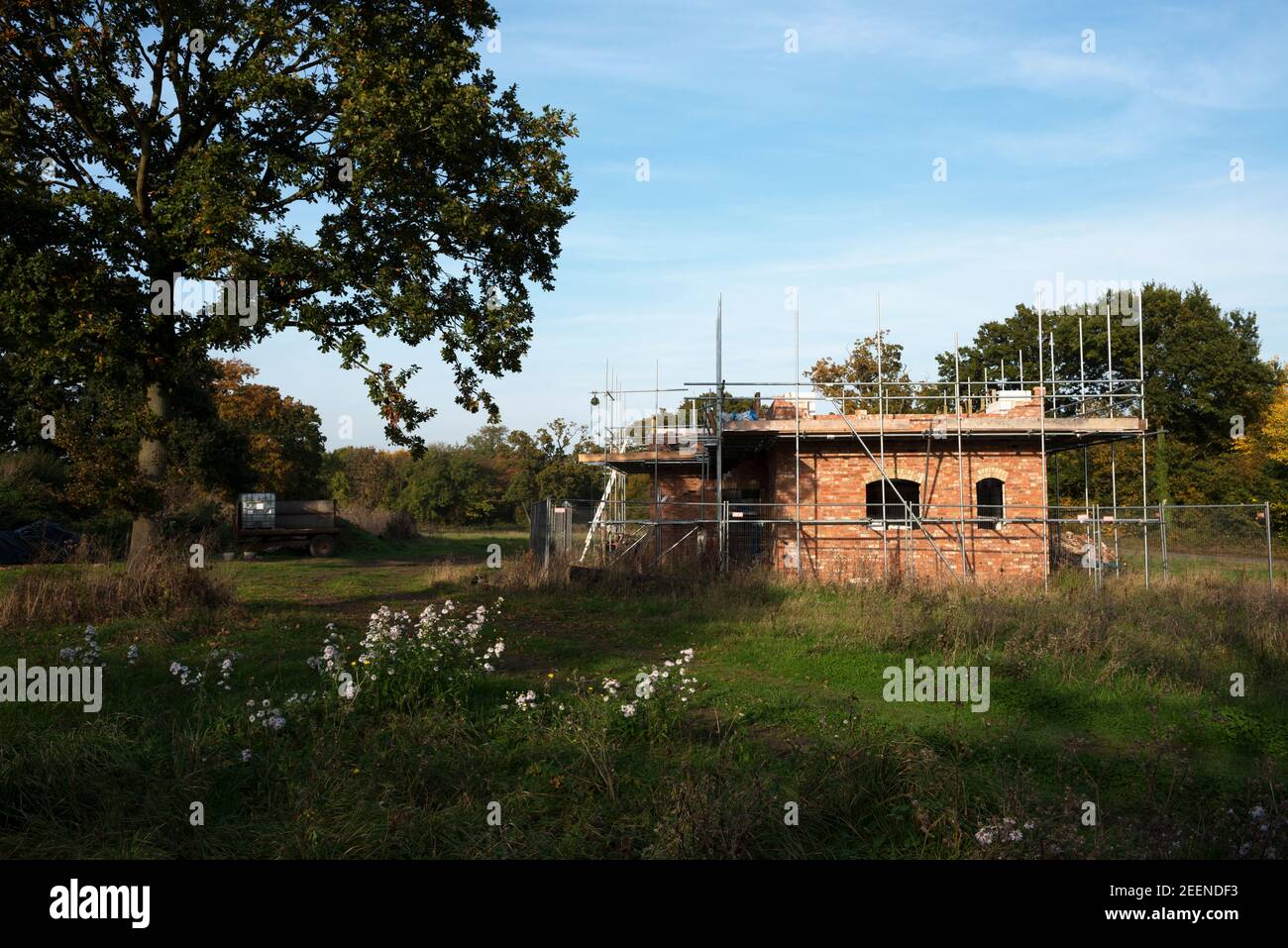 House under construction on brown field site Stock Photo - Alamy