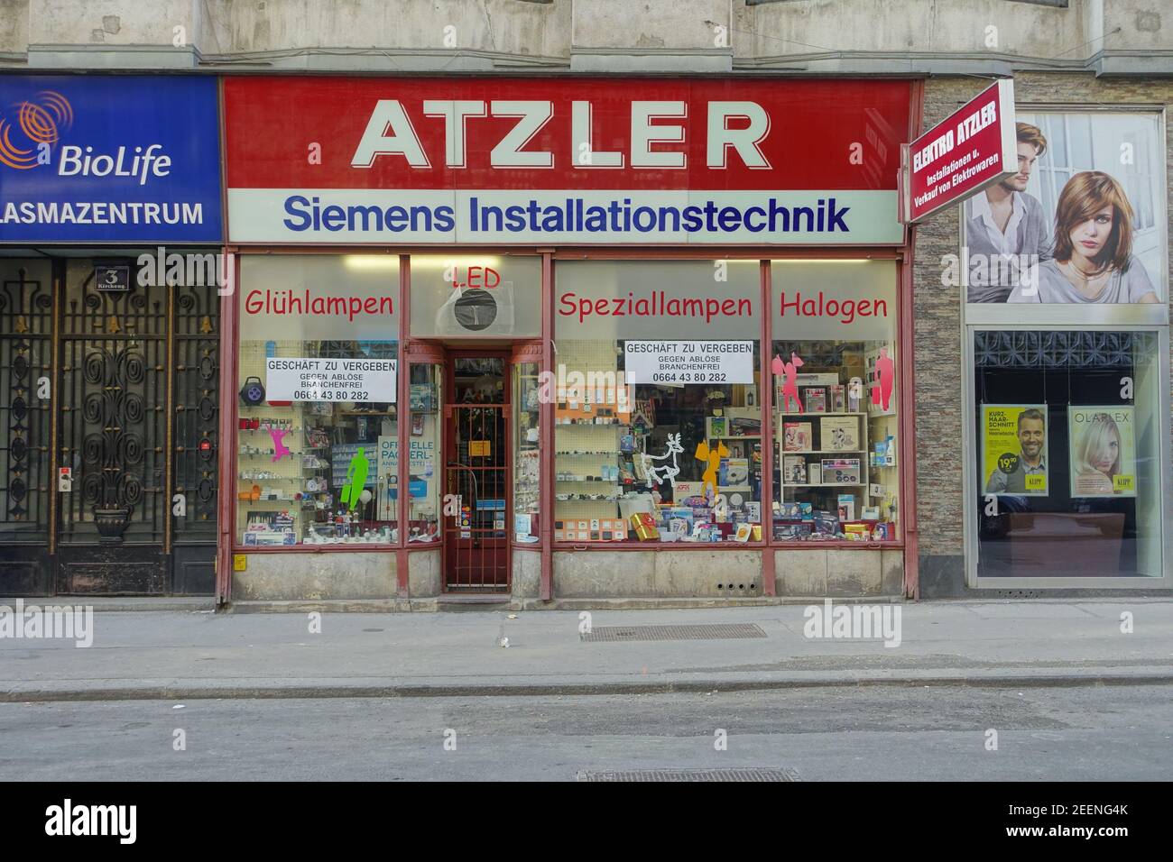 Wien, Kirchengasse, Elektrofachhändler Atzler Stock Photo