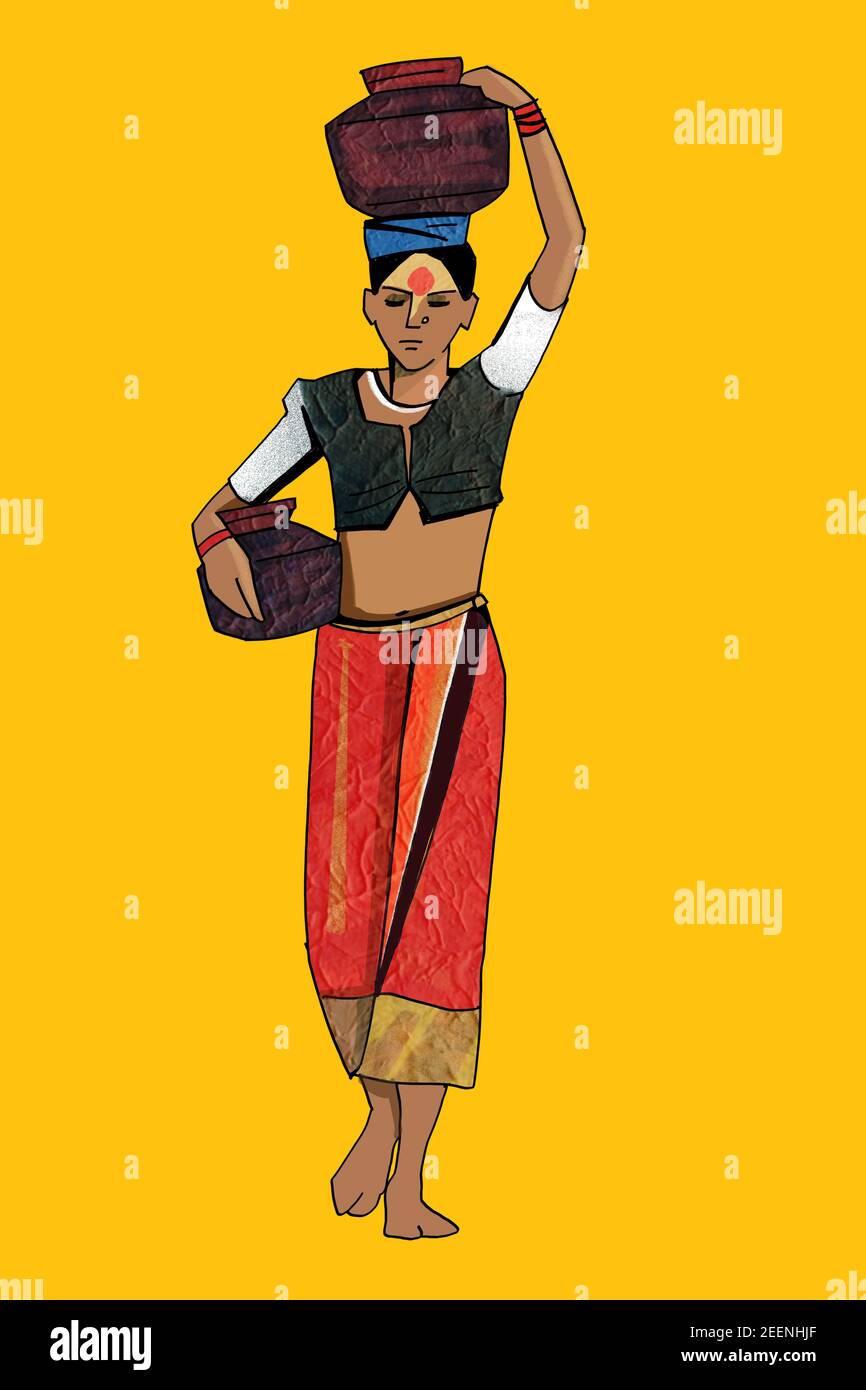 The woman is carrying a bucket of water Stock Photo Alamy