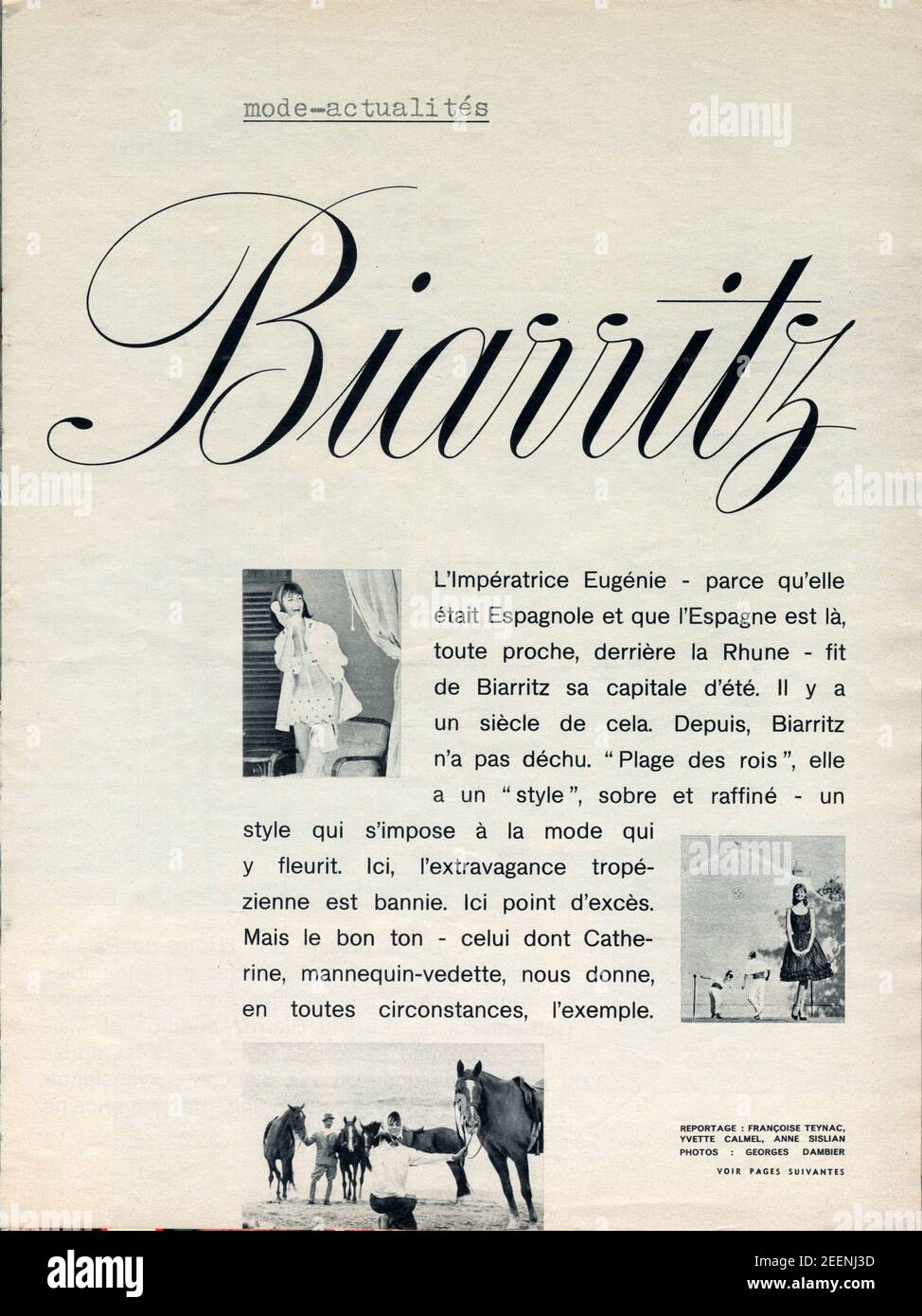 Article - publicité sur BIARRITZ. 1960 Stock Photo