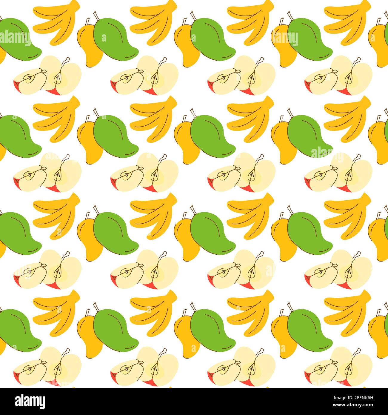 seamless wrapping paper banana, apple, mango fruit elements. fruit seamless pattern vector Stock Vector