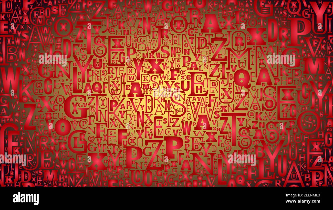 Red colored letters code tiled background, code from different letters
