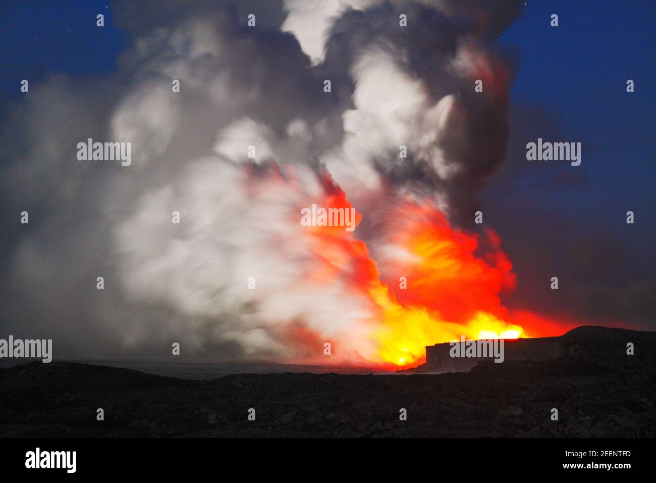 Active kilauea Volcano on The Big Island Hawaii USA on 2009 Stock Photo