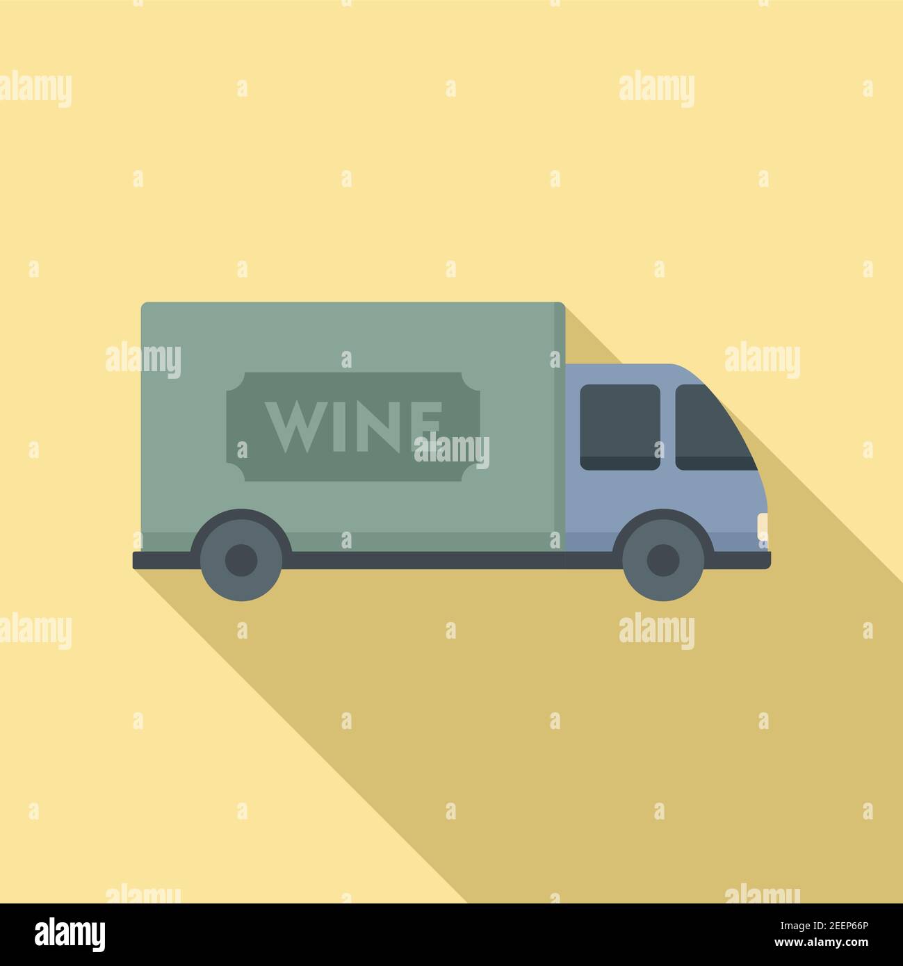 Wine truck icon, flat style Stock Vector