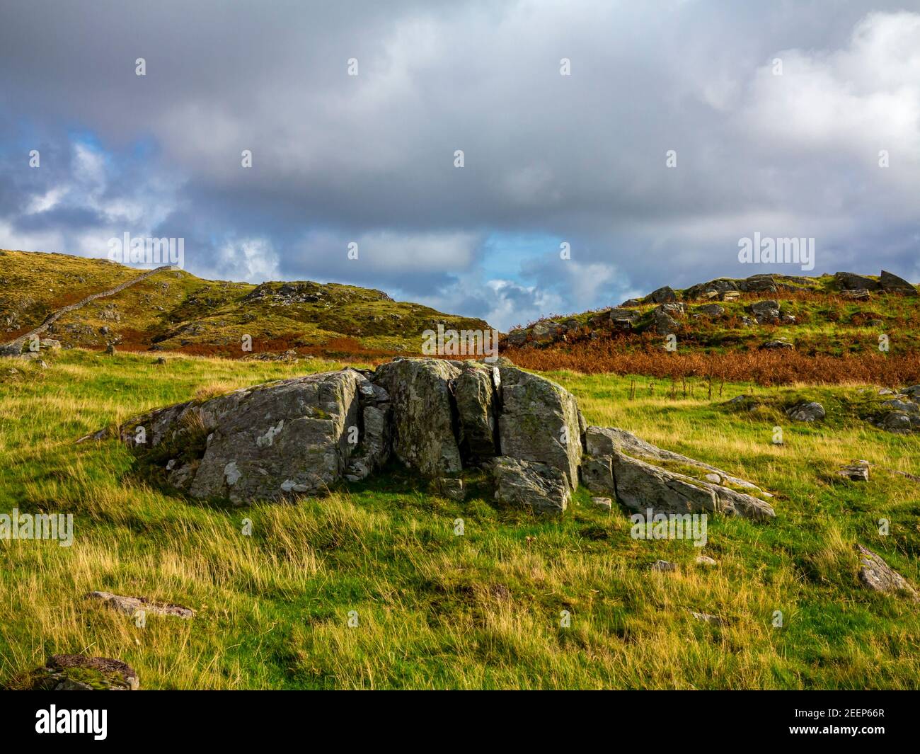 Upland landscape with rock formations at Gellfechan near Barmouth in Gwynedd North West Wales UK close to the popular Panorama Walk. Stock Photo
