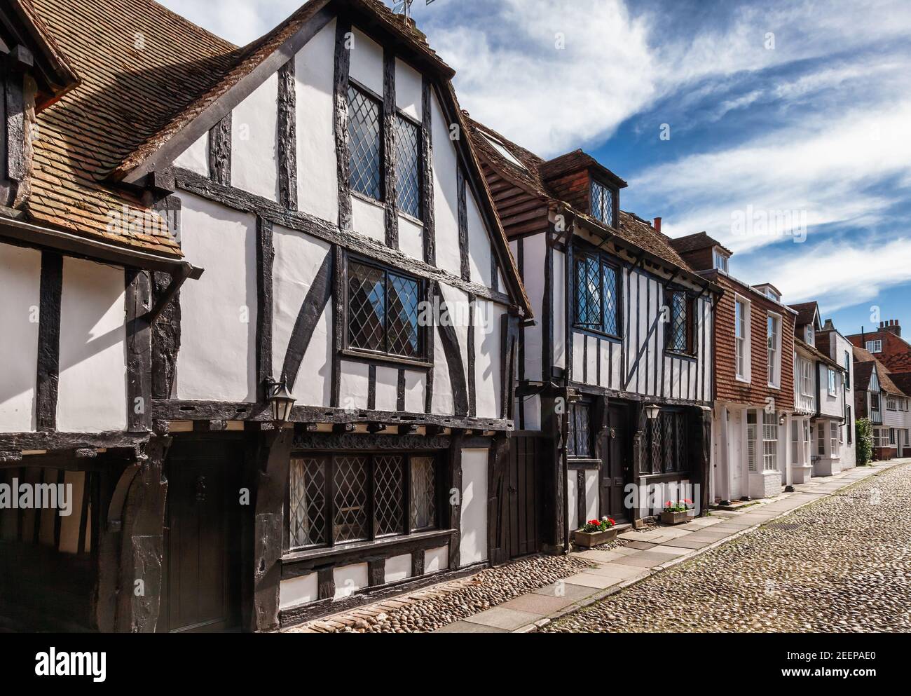 Old Tudor style timberframed slate roof english houses in picturesque