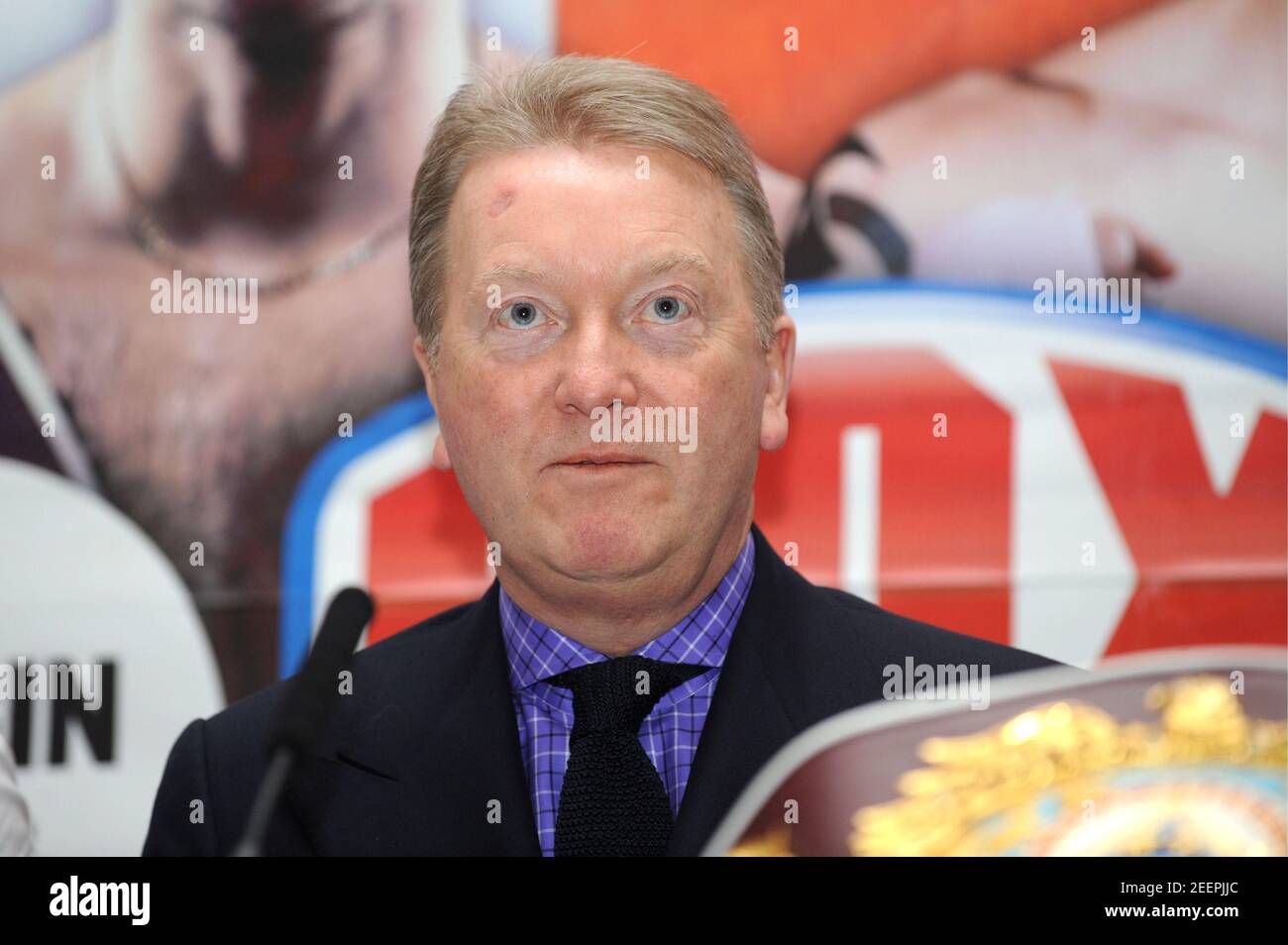 Boxing - Ricky Burns, Nathan Cleverly, George Groves & Dereck Chisora Press Conference  - Landmark Hotel, London - 14/1/13  Promoter Frank Warren during the press conference  Mandatory Credit: Action Images / Henry Browne Stock Photo