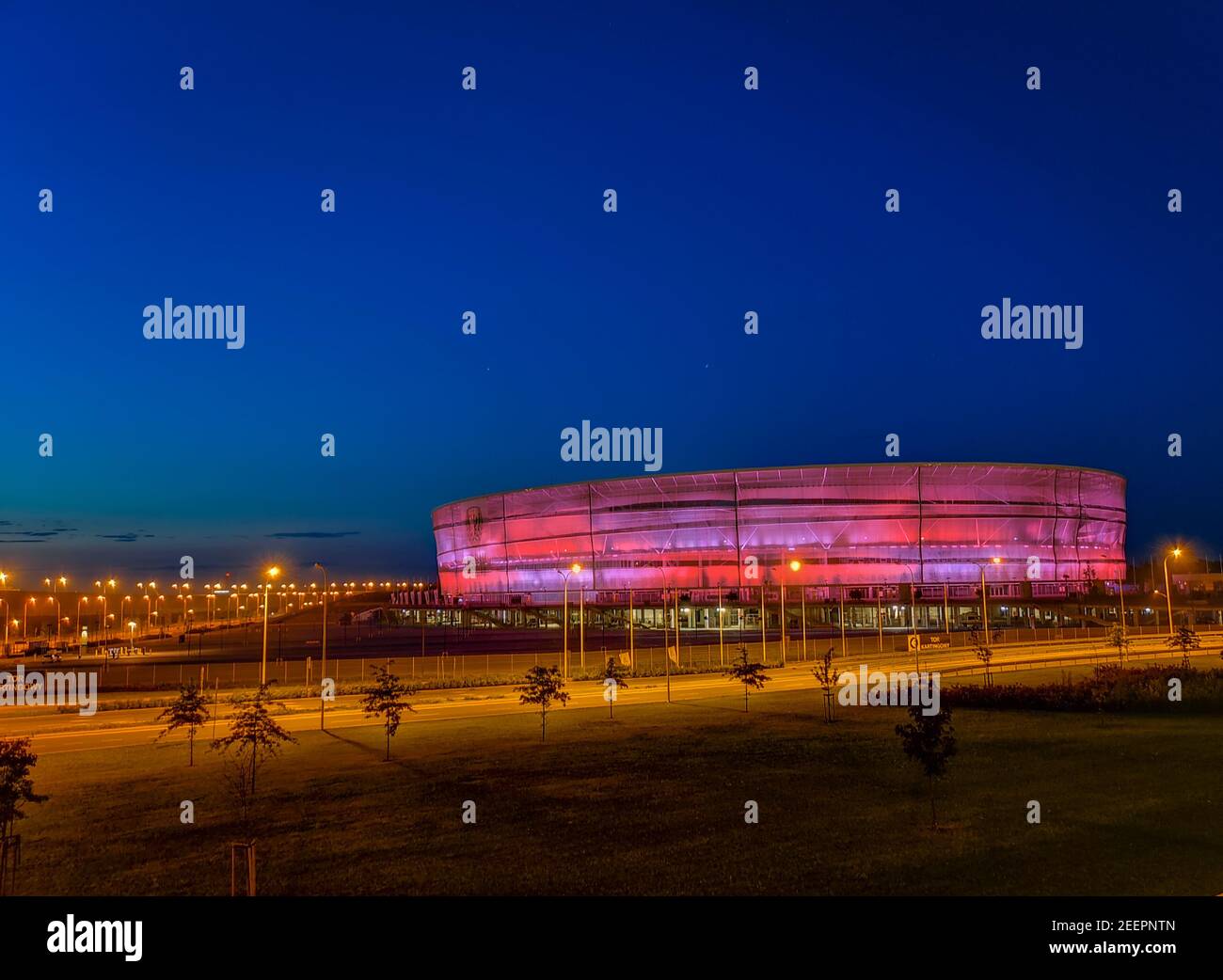 Wroclaw July 28 2018 Wroclaw stadium at night Stock Photo