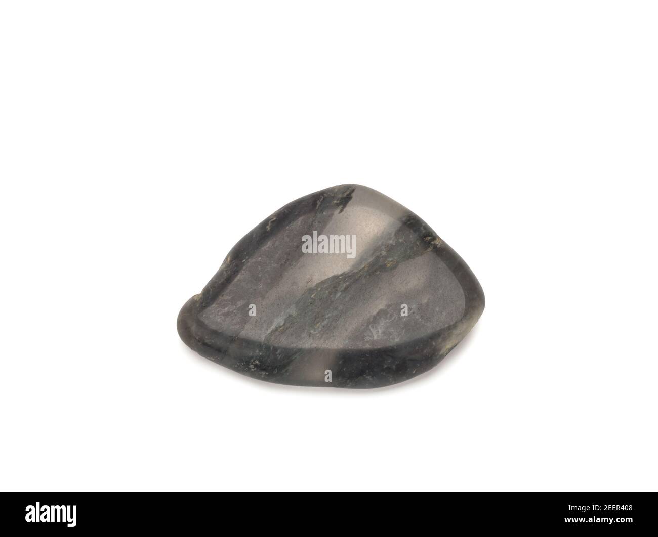 macro shooting of natural stone - black quartz mineral gem stone isolated on white background Stock Photo