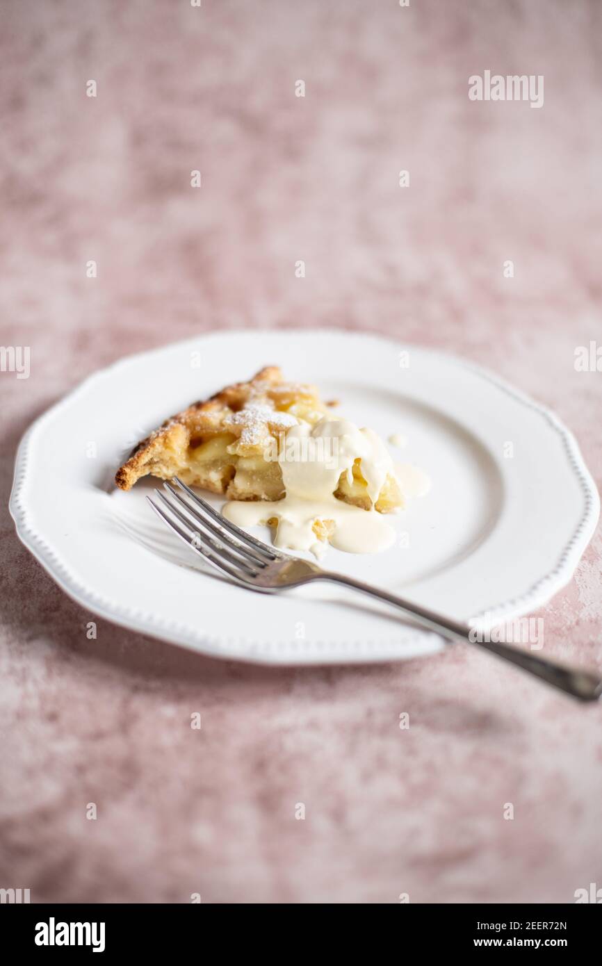 Home made apple pie slice Stock Photo