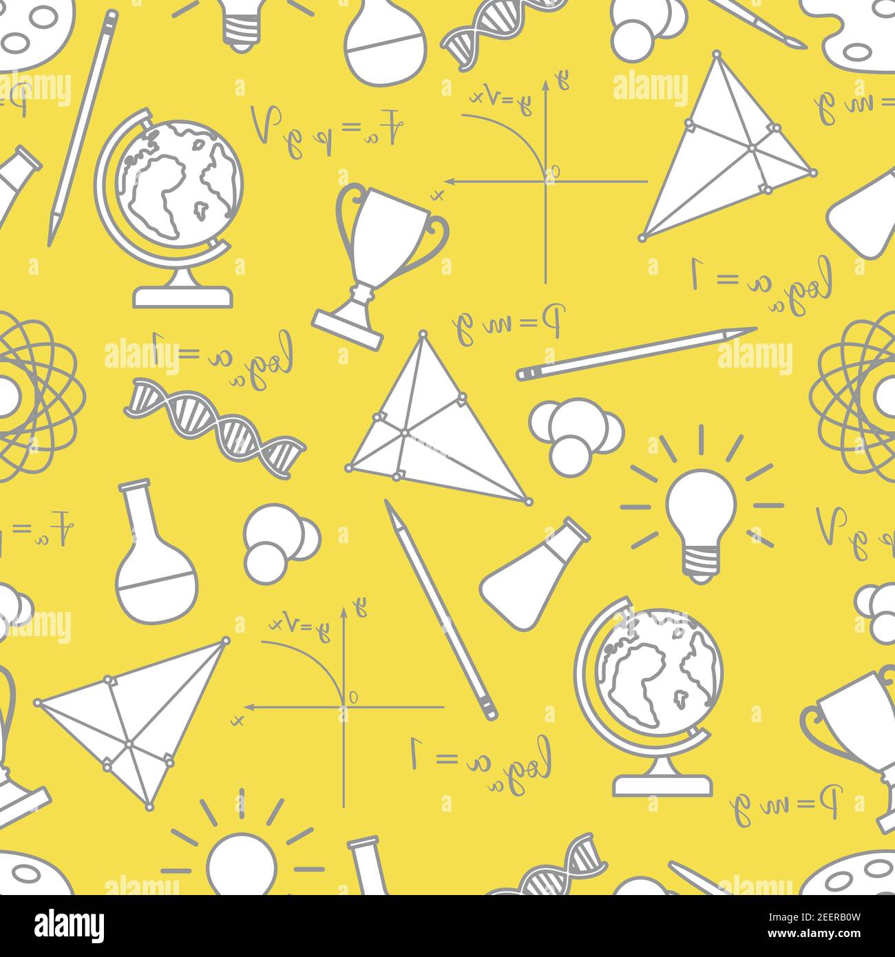 Vector seamless pattern with scientific, education elements: globe ...