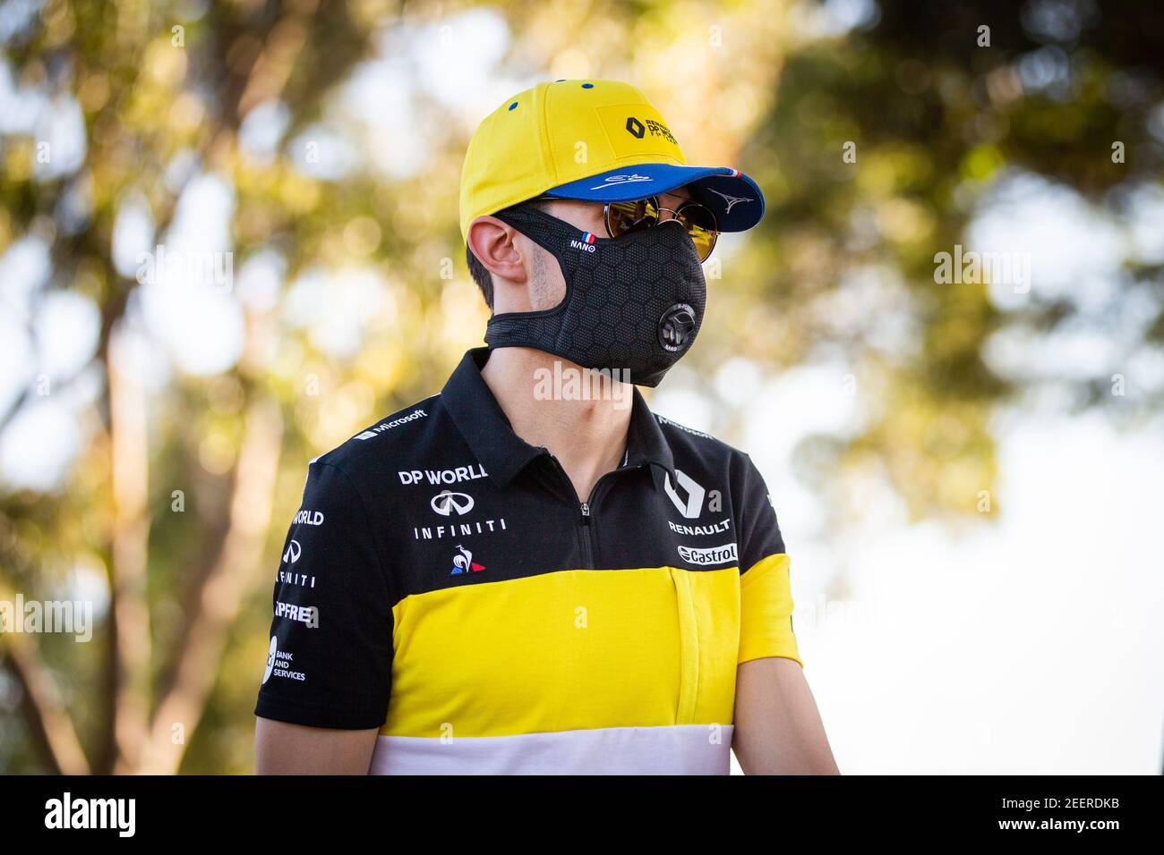 OCON Esteban (fra), Renault F1 Team RS20, portrait wearing a health  protection mask, masque against the coronavirus covid-19 virus, during the Formula  1 Rolex Australian Grand Prix 2020 from March 13 to