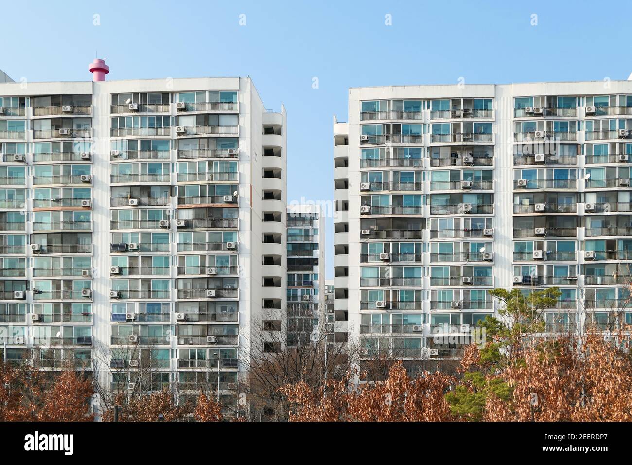 exterior of apartment building in Korea (Korean housing lifestyle Stock