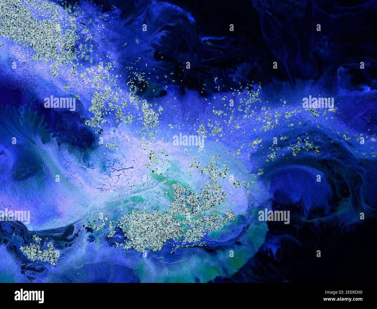 Neon blue and pink abstract art painting, creative hand painted