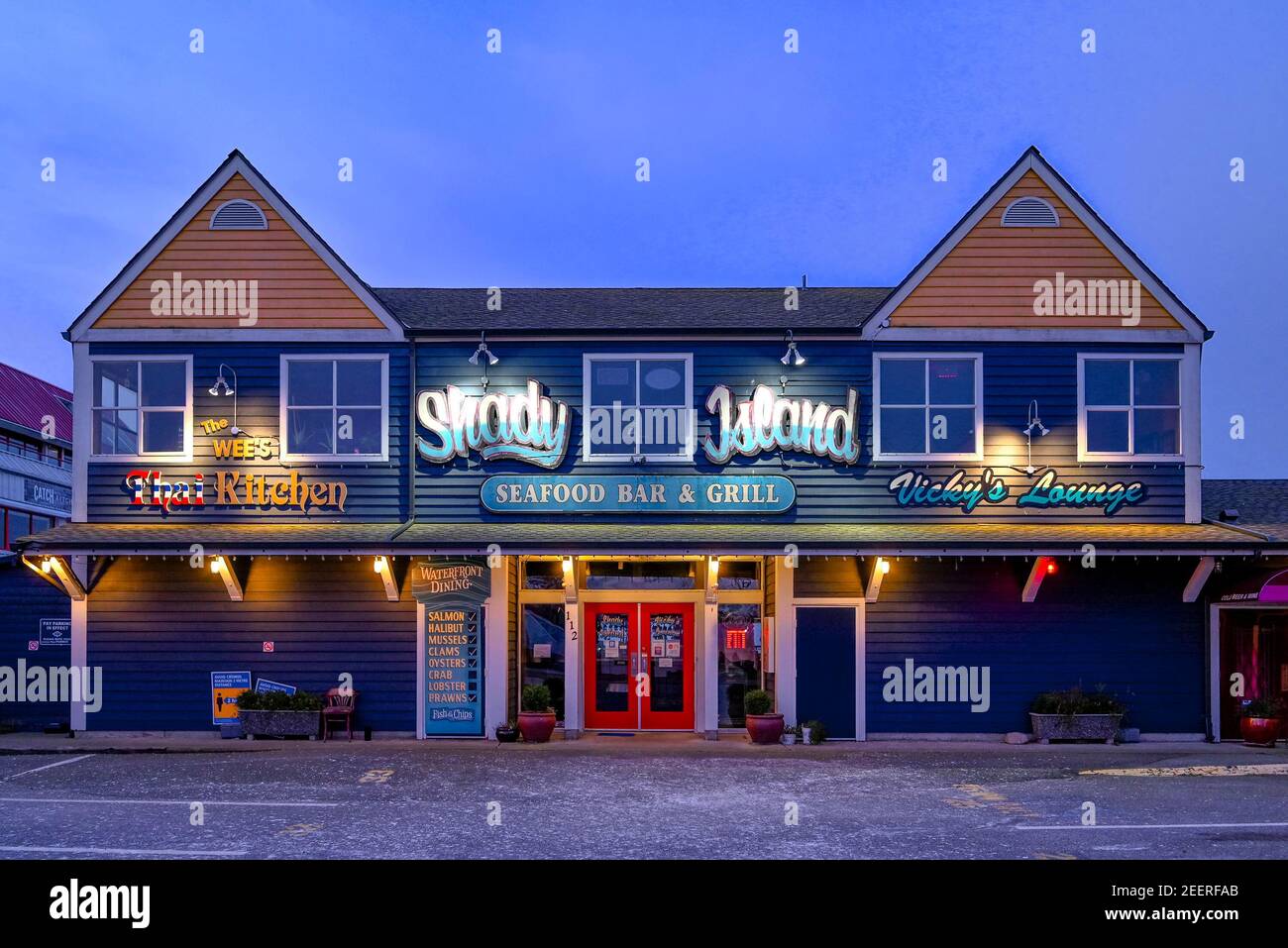 Shady Island Seafood Bar and Grill, Steveston, Richmond, British Columbia, Canada Stock Photo